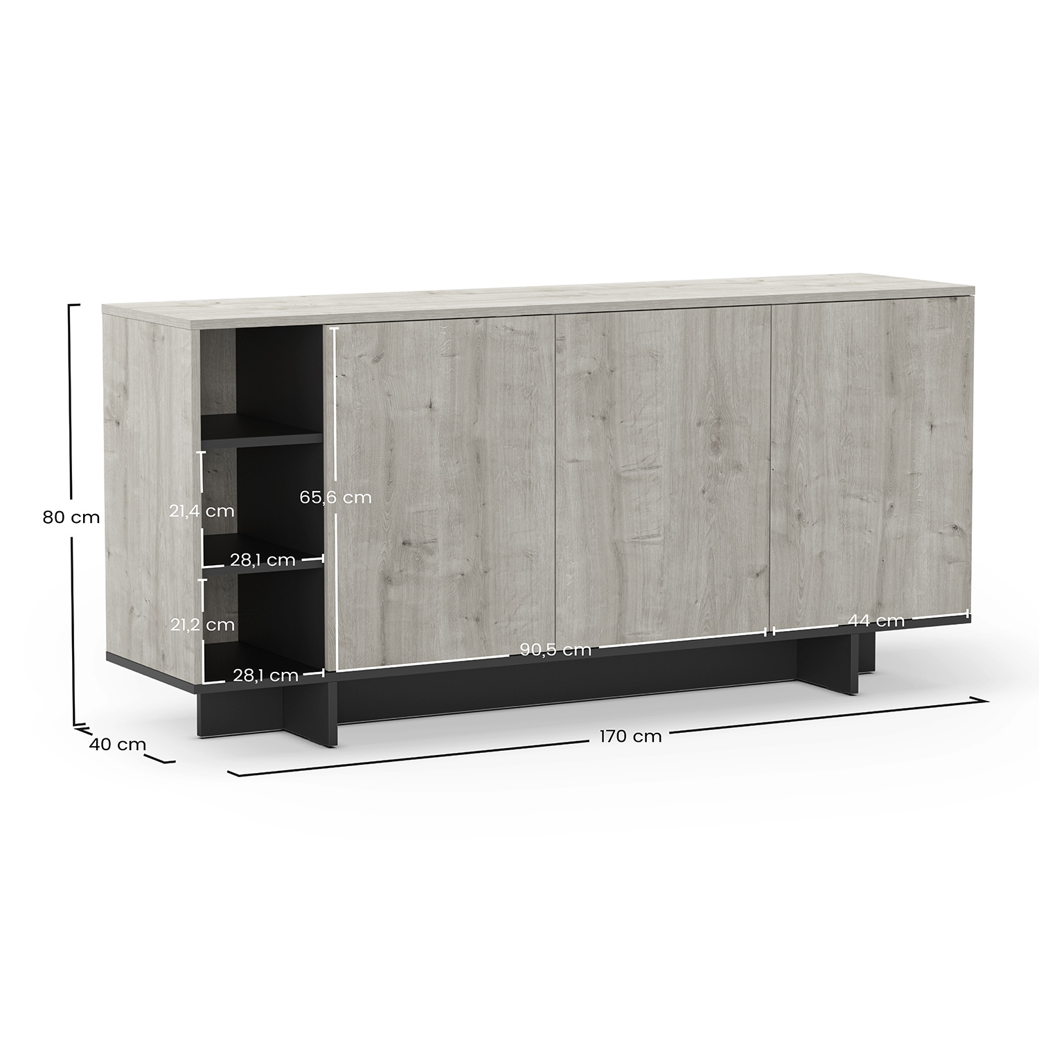Aparador Salón 170 cm River Dimensiones | Top Mueble