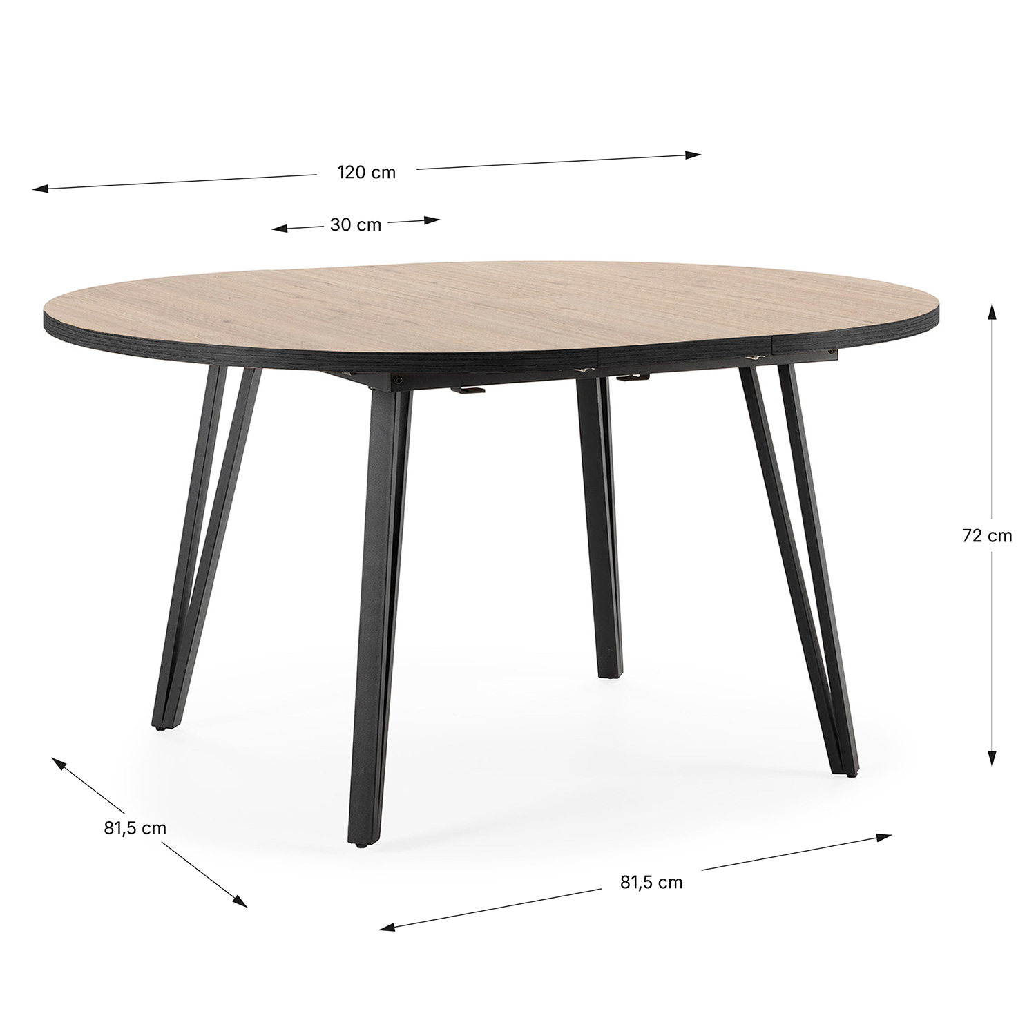 Mesa redonda extensible Harper Dimensiones | Top Mueble