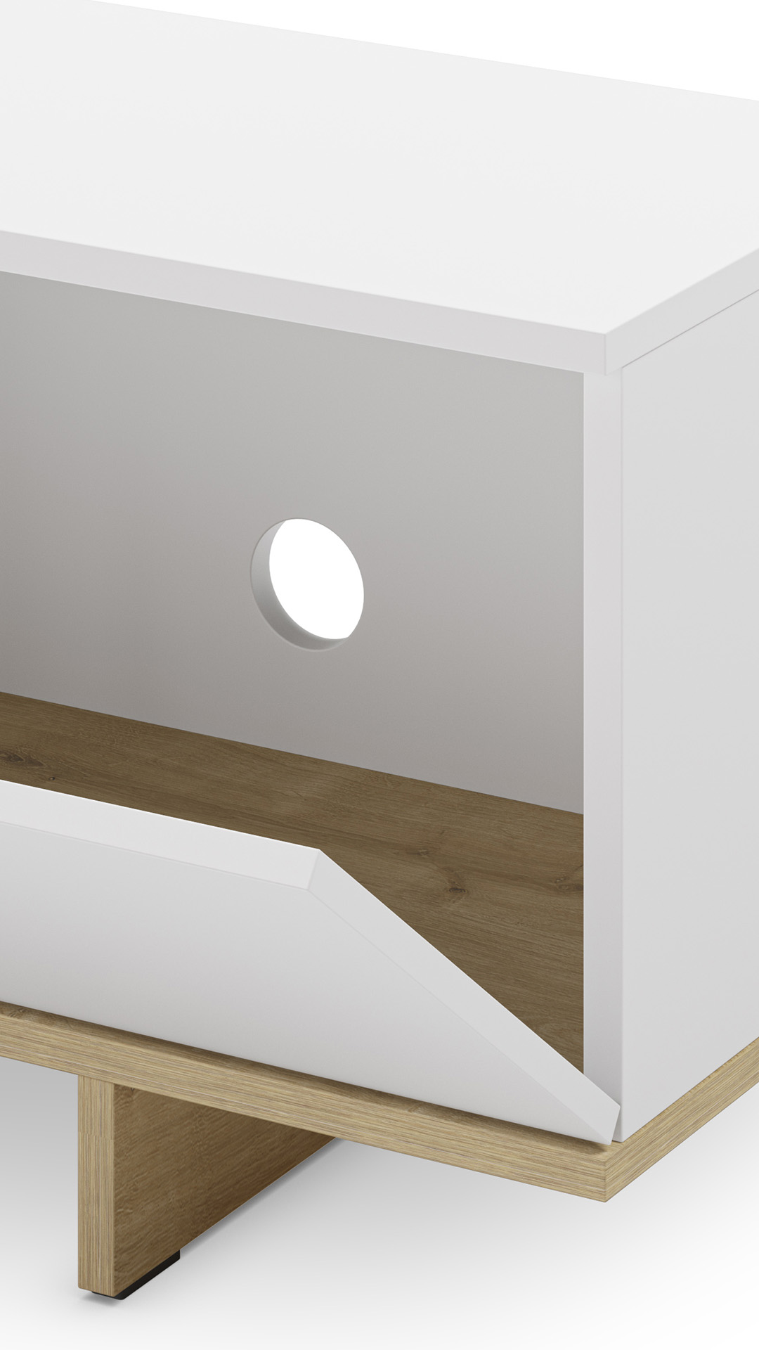 Mueble TV 160 cm Blanco Roble River Detalle | Top Mueble
