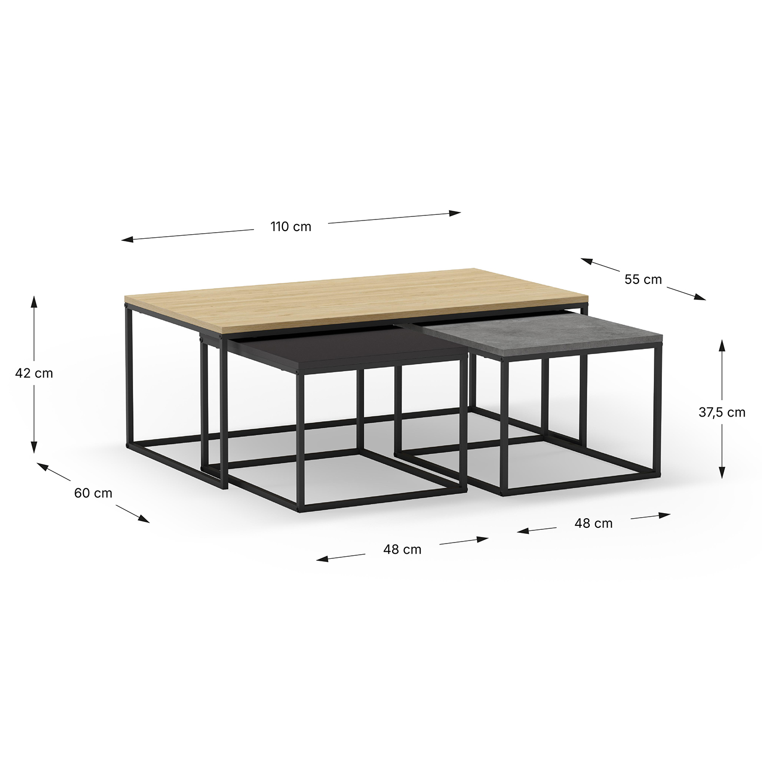 Set 3 Mesas de Centro Azira Dimensiones | Top Mueble
