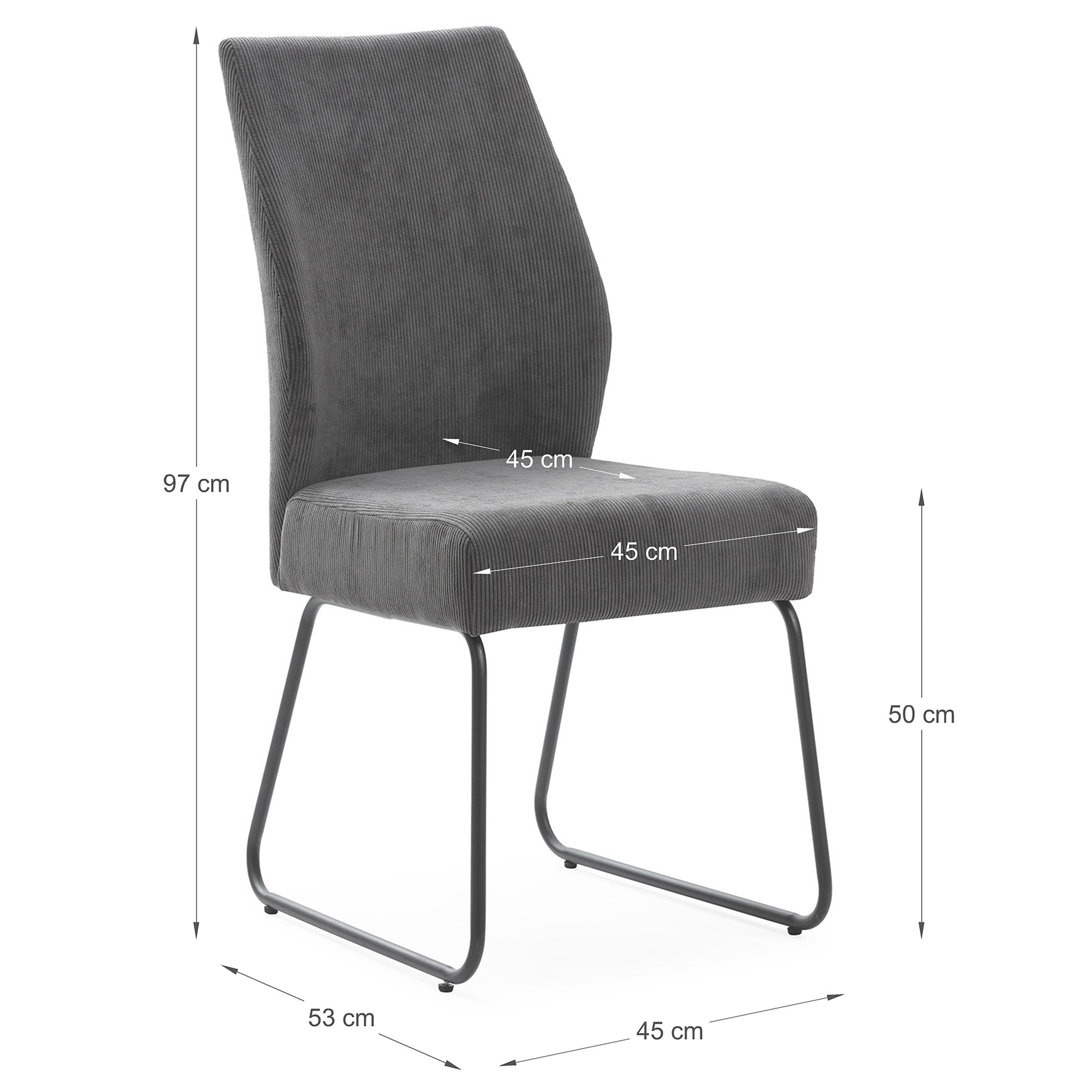 Pack 4 Sillas Comedor Tapizadas Brianna Dimensiones | Top Mueble