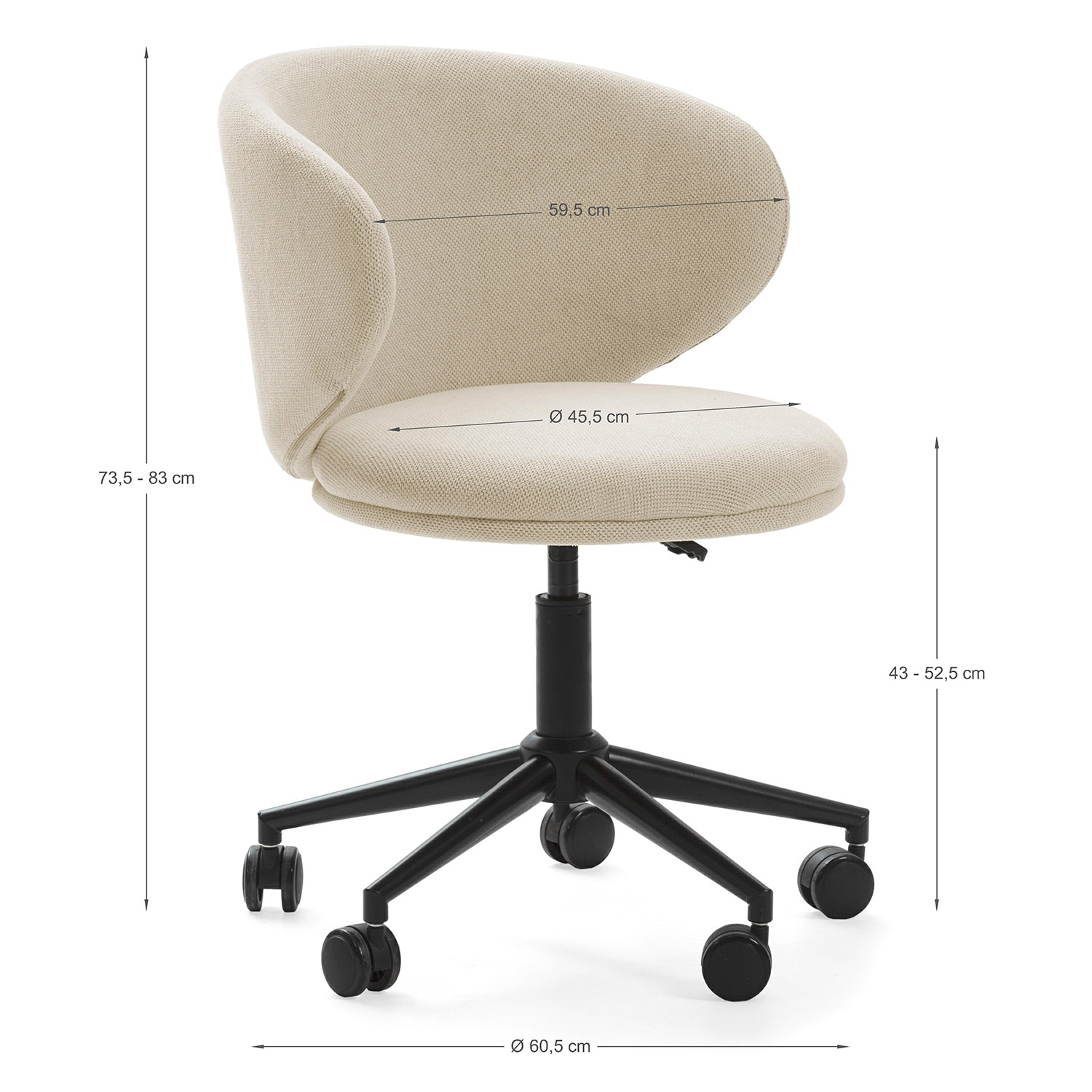 Silla Escritorio con Ruedas Elora Dimensiones | Top Mueble