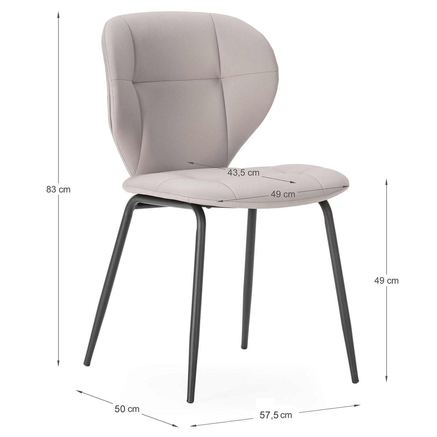 Pack 2 Sillas Polipiel Samantha Dimensiones | Top Mueble