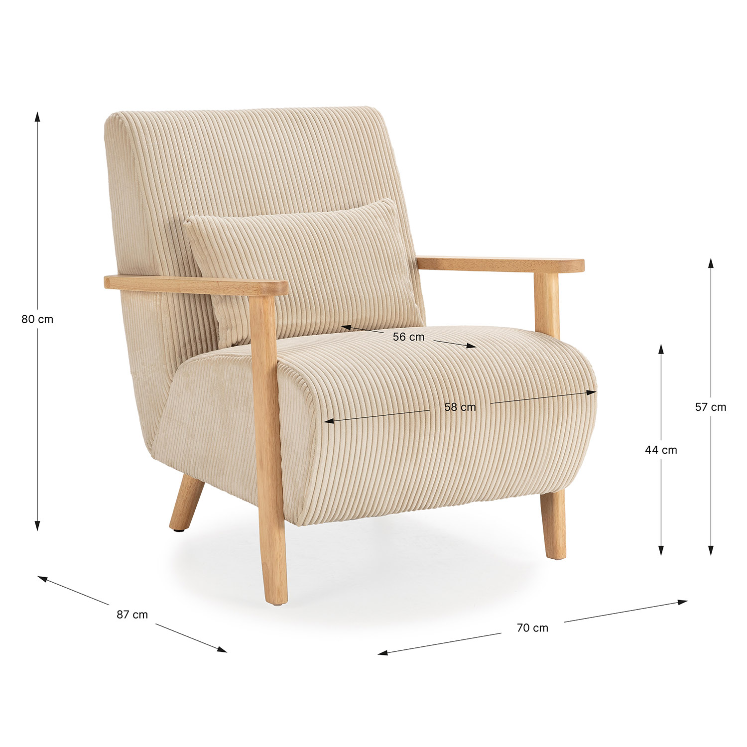 Sillón Individual Cómodo Velora Dimensiones | Top Mueble