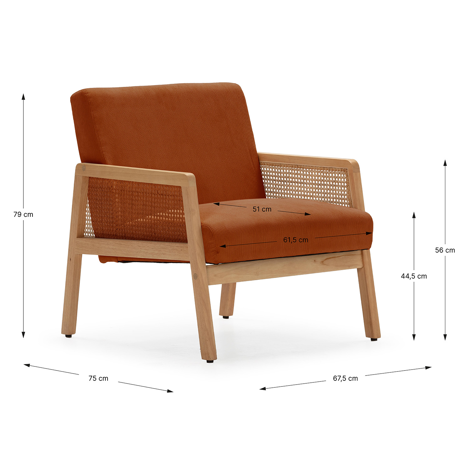 Sillón Individual Ratán Livara Dimensiones | Top Mueble