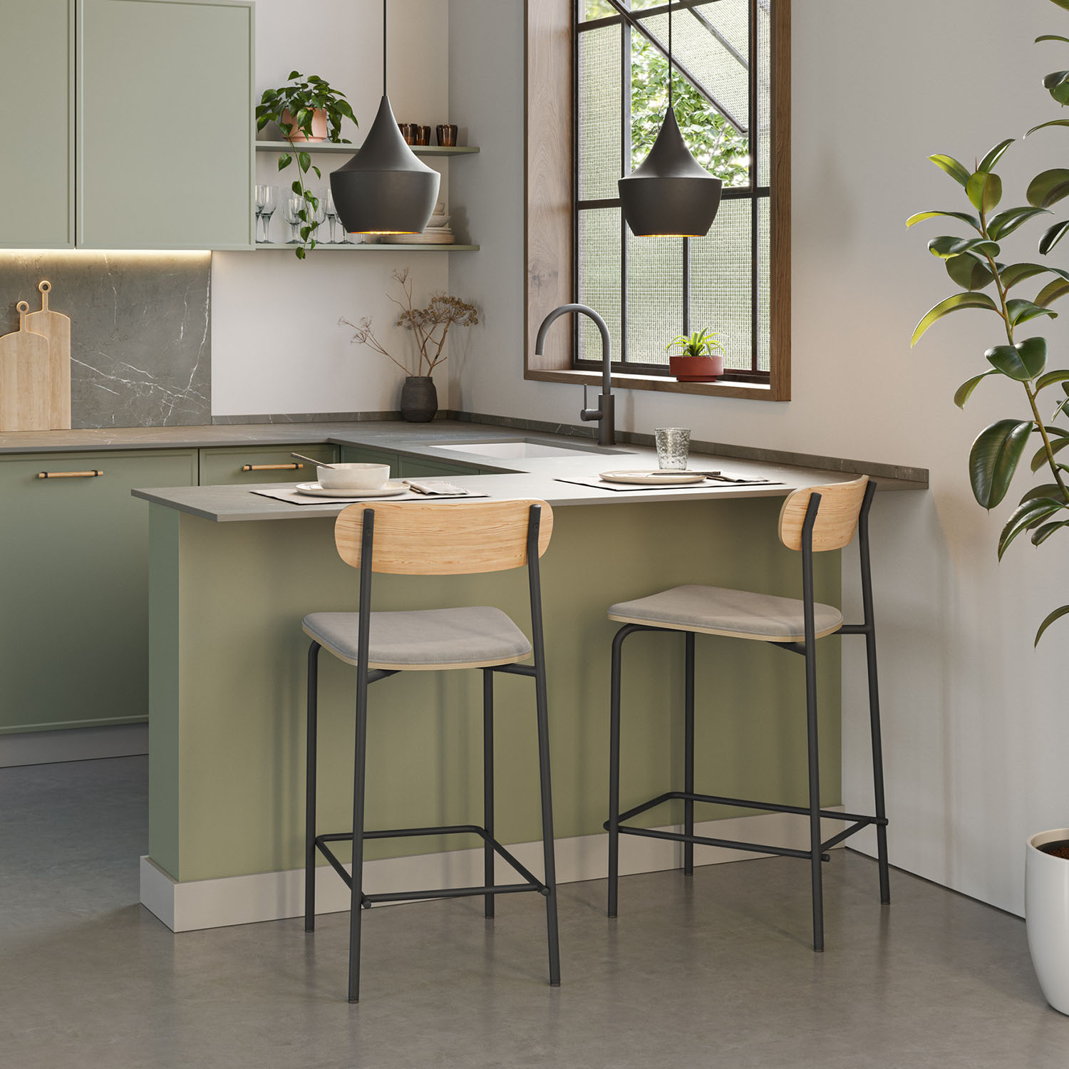 Pack 2 Sillas Altas Cocina Sorenia Ambiente | Top Mueble