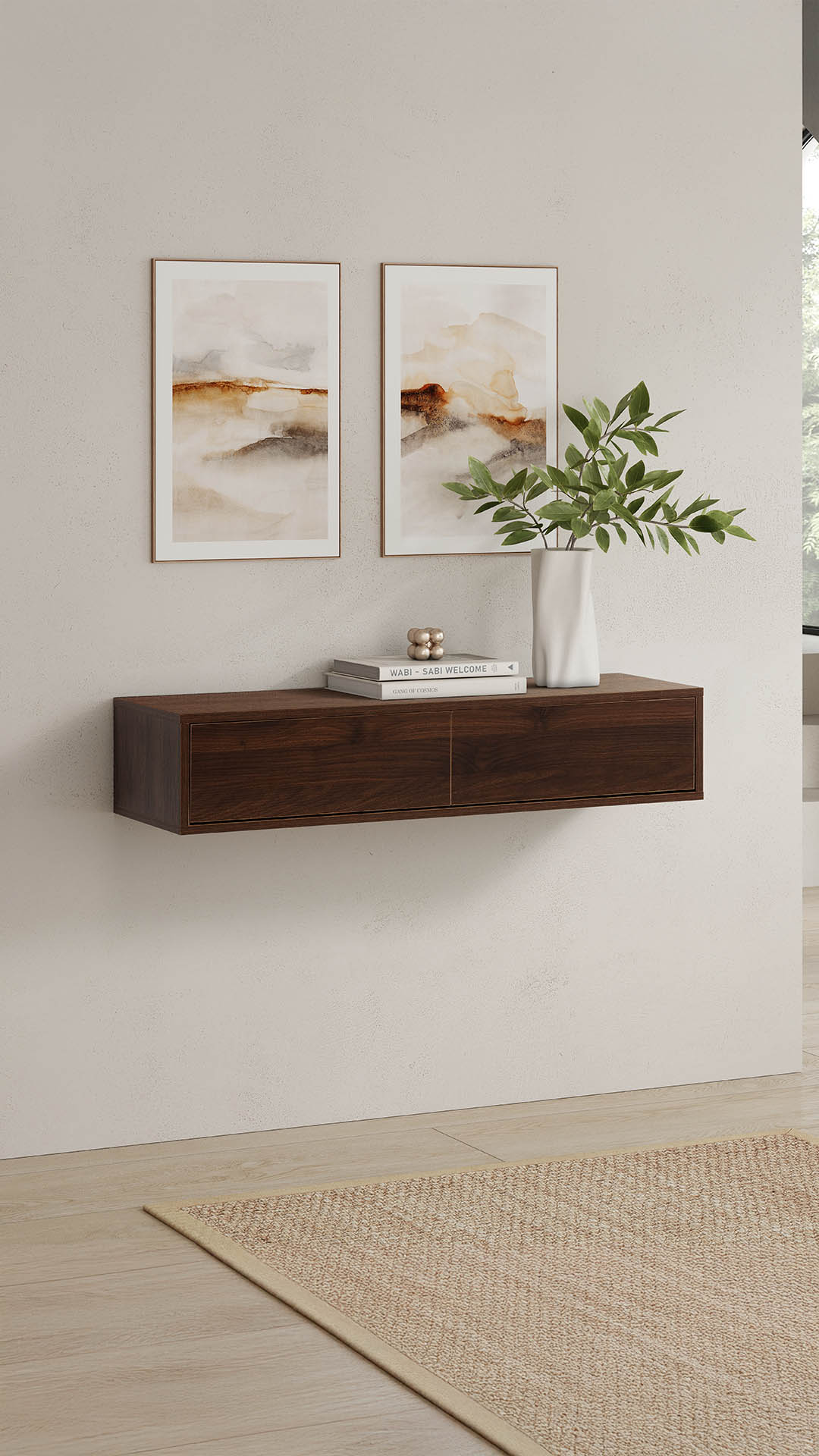 Consola Flotante Recibidor Nogal Auran Ambiente | Top Mueble