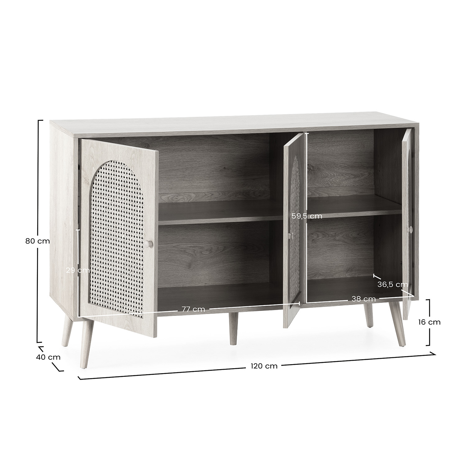Aparador 3 puertas Moon medidas | Top Mueble