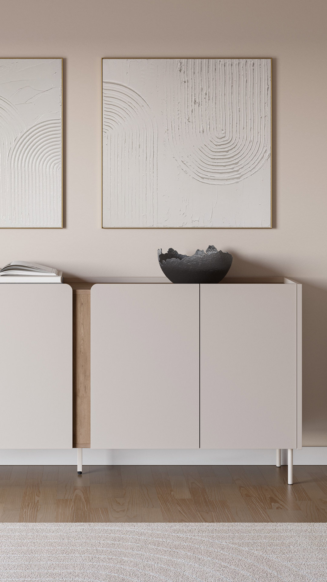 Aparador Crema 4 Puertas Kirena Detalle | Top Mueble