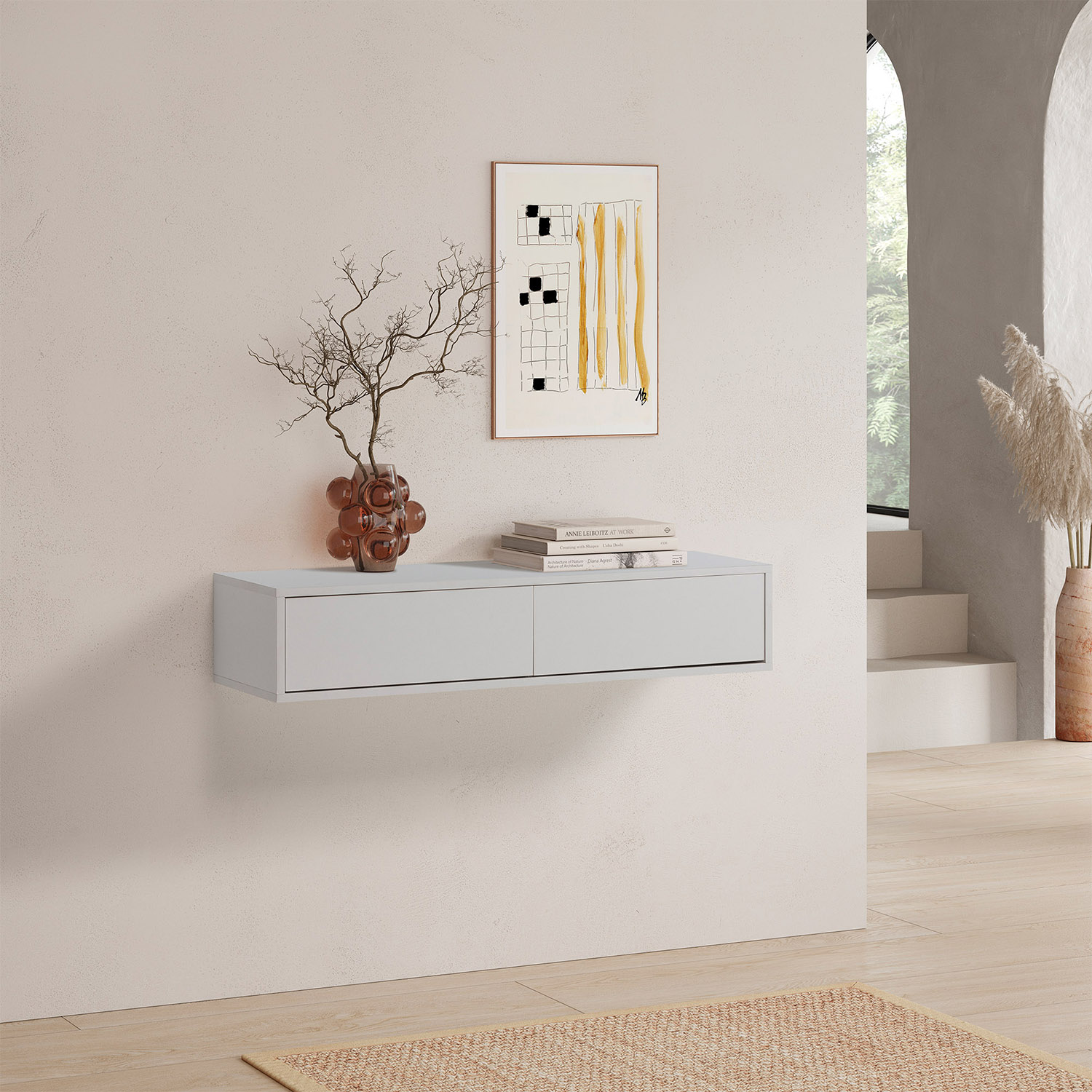 Consola Flotante Recibidor Blanco Auran Ambiente | Top Mueble