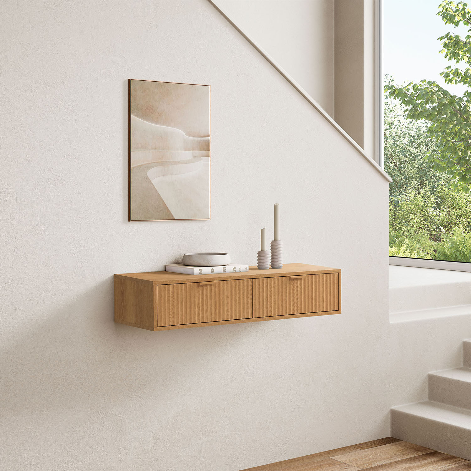 Consola Flotante Recibidor Roble Layla Ambiente | Top Mueble