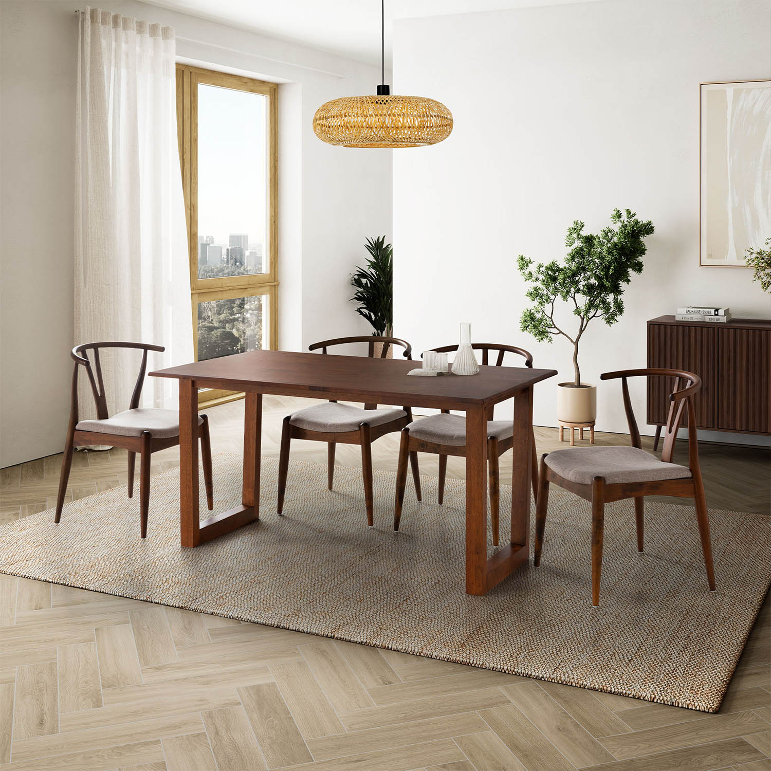 Mesa Comedor 140 cm Nogal Georgia Ambiente | Top Mueble