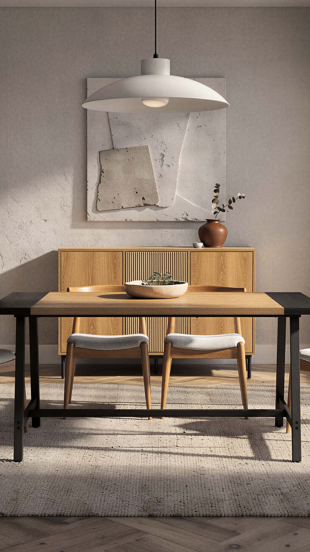 Mesa Comedor 160 cm Roble Negro Skog Ambiente | Top Mueble