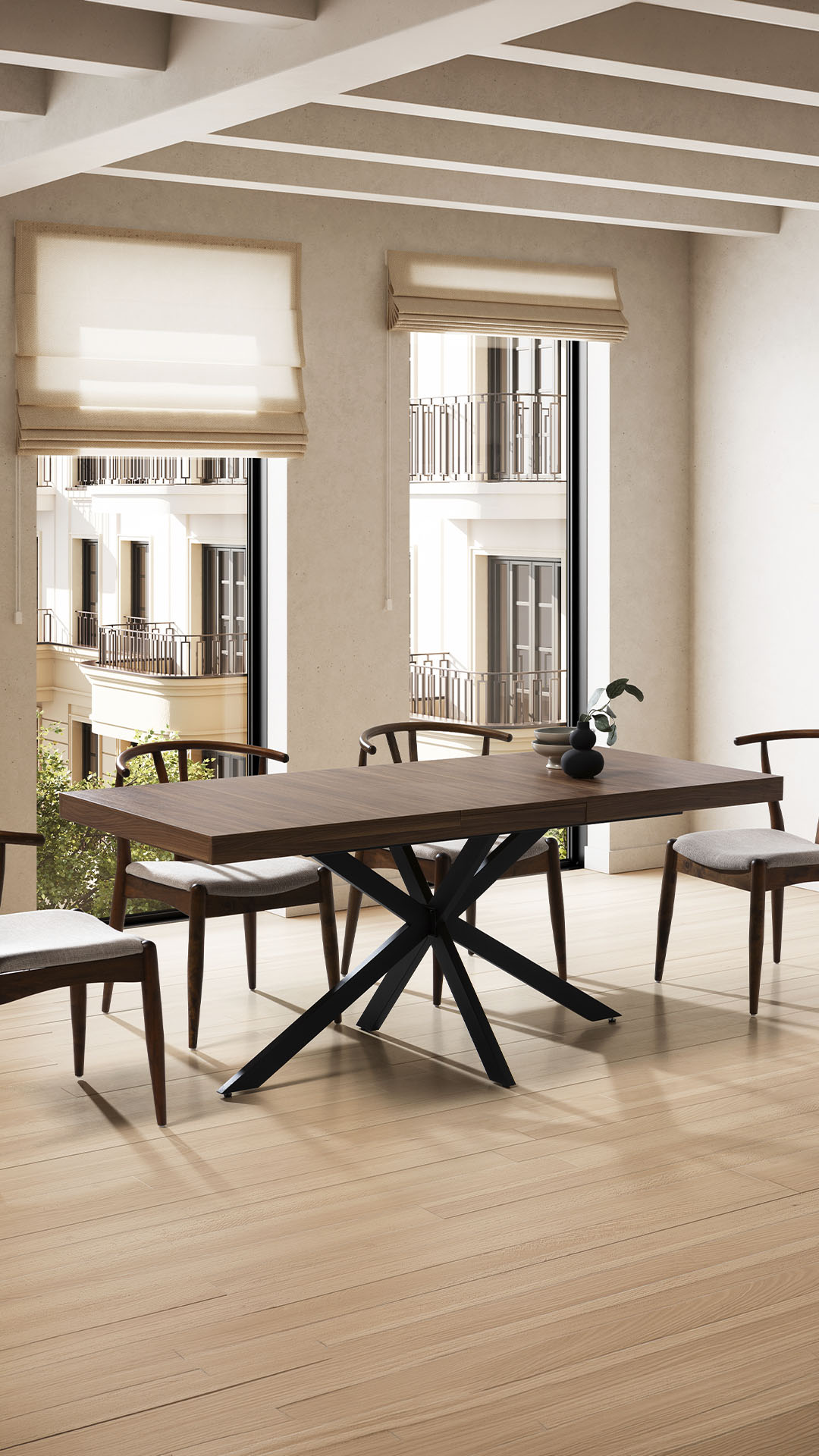 Mesa Extensible Comedor Nogal Denver Ambiente | Top Mueble