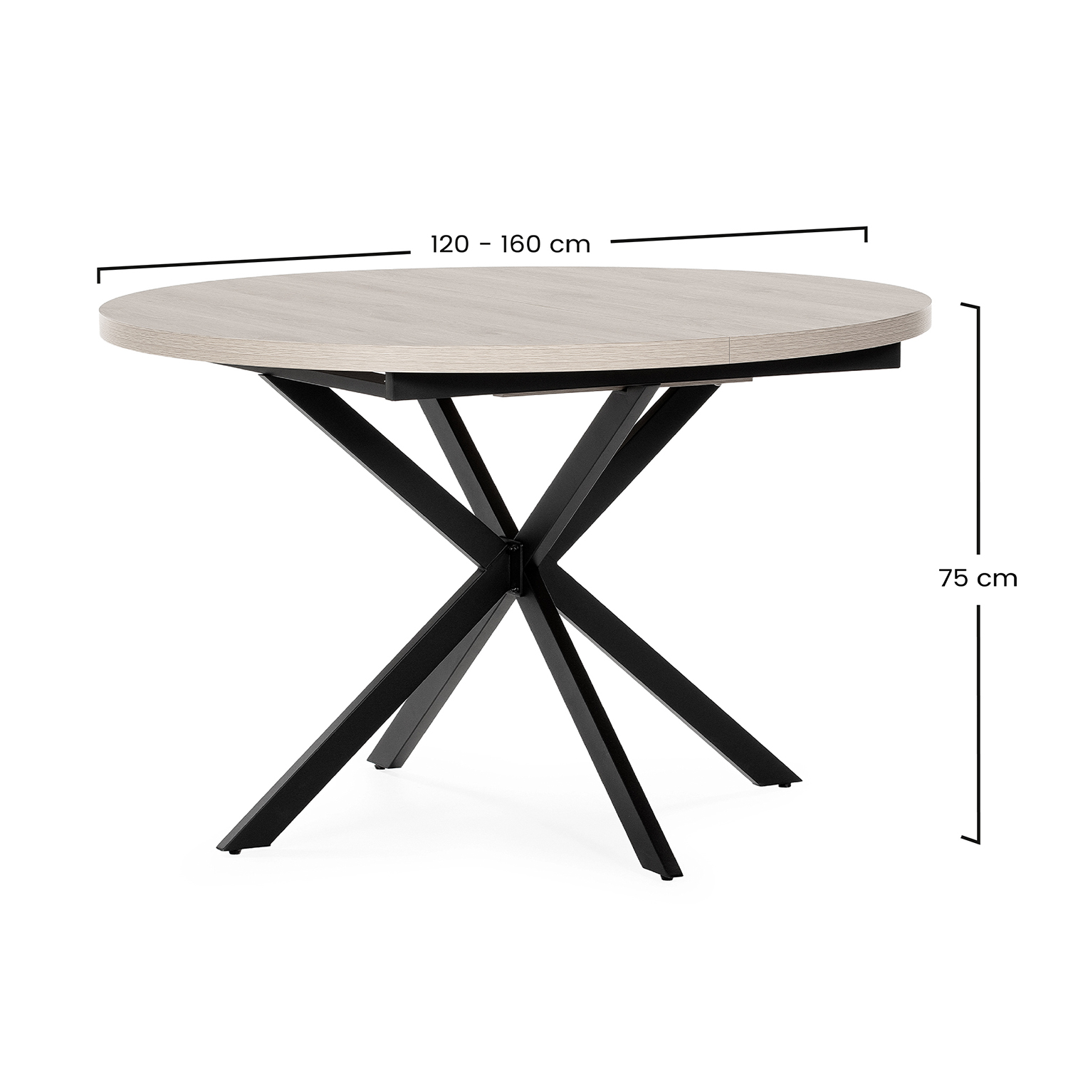 Mesa Comedor Redonda Extensible Danielle Dimensiones | Top Mueble