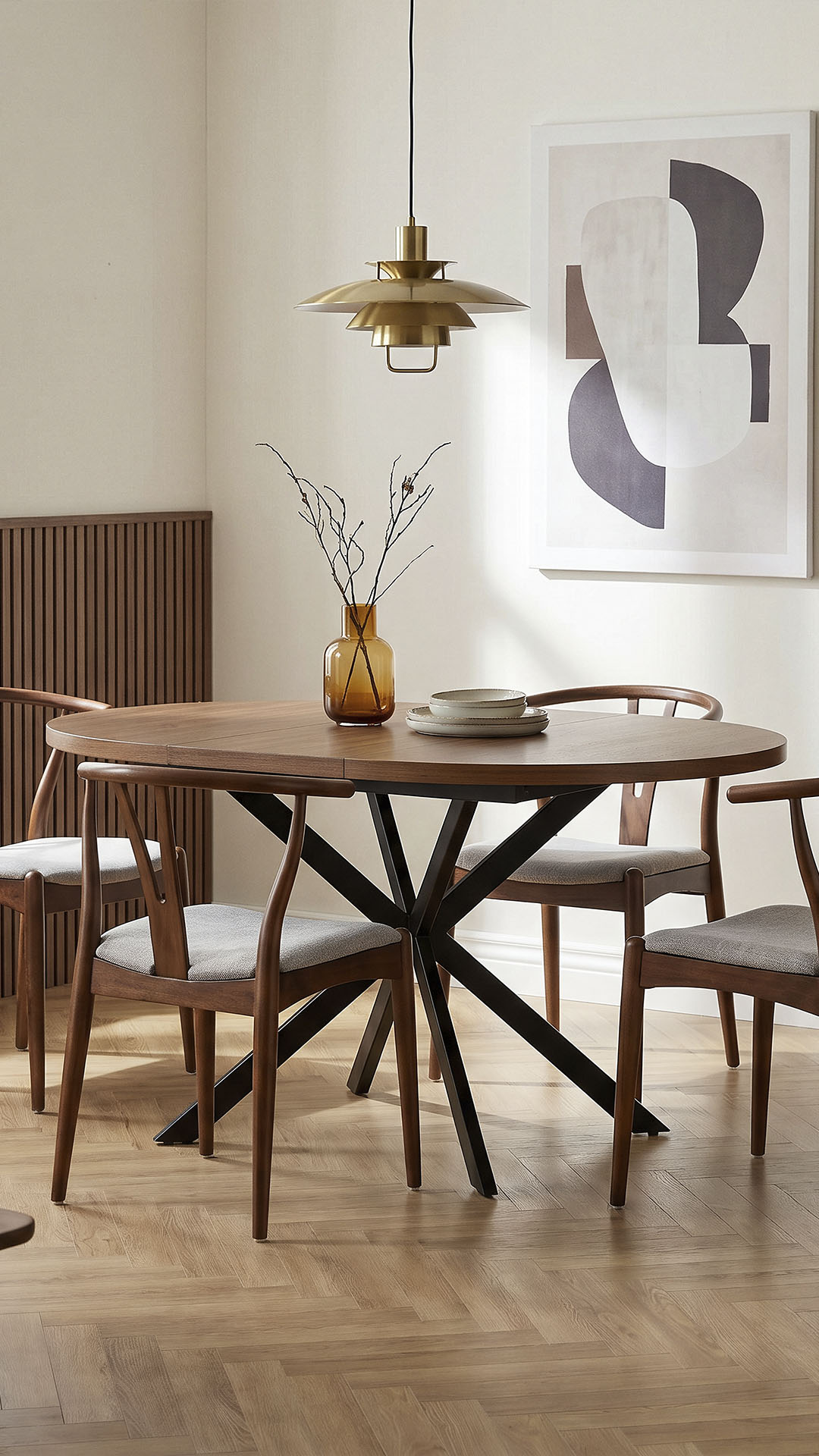 Mesa Comedor Redonda Extensible Nogal Danielle Ambiente | Top Mueble
