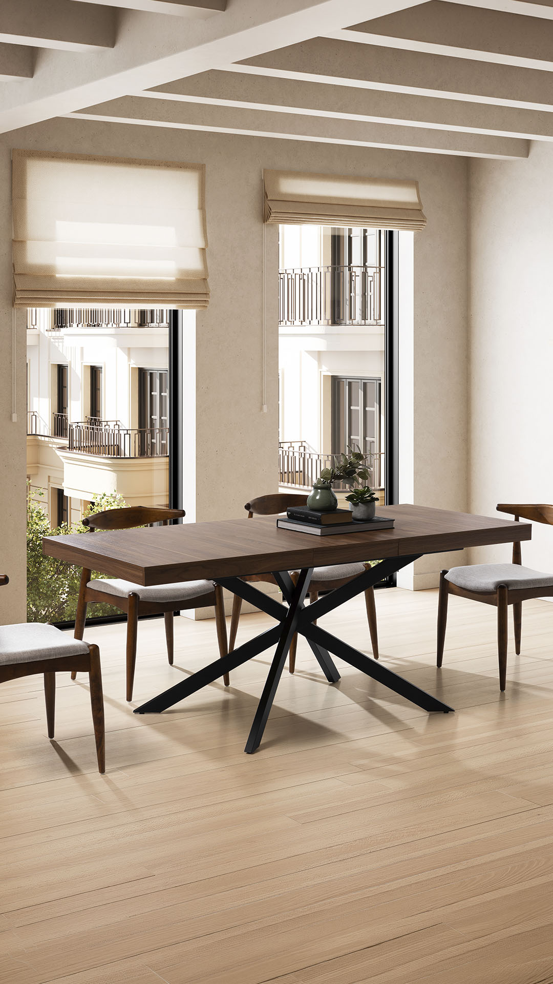 Mesa Comedor Extensible Nogal Portland Ambiente | Top Mueble