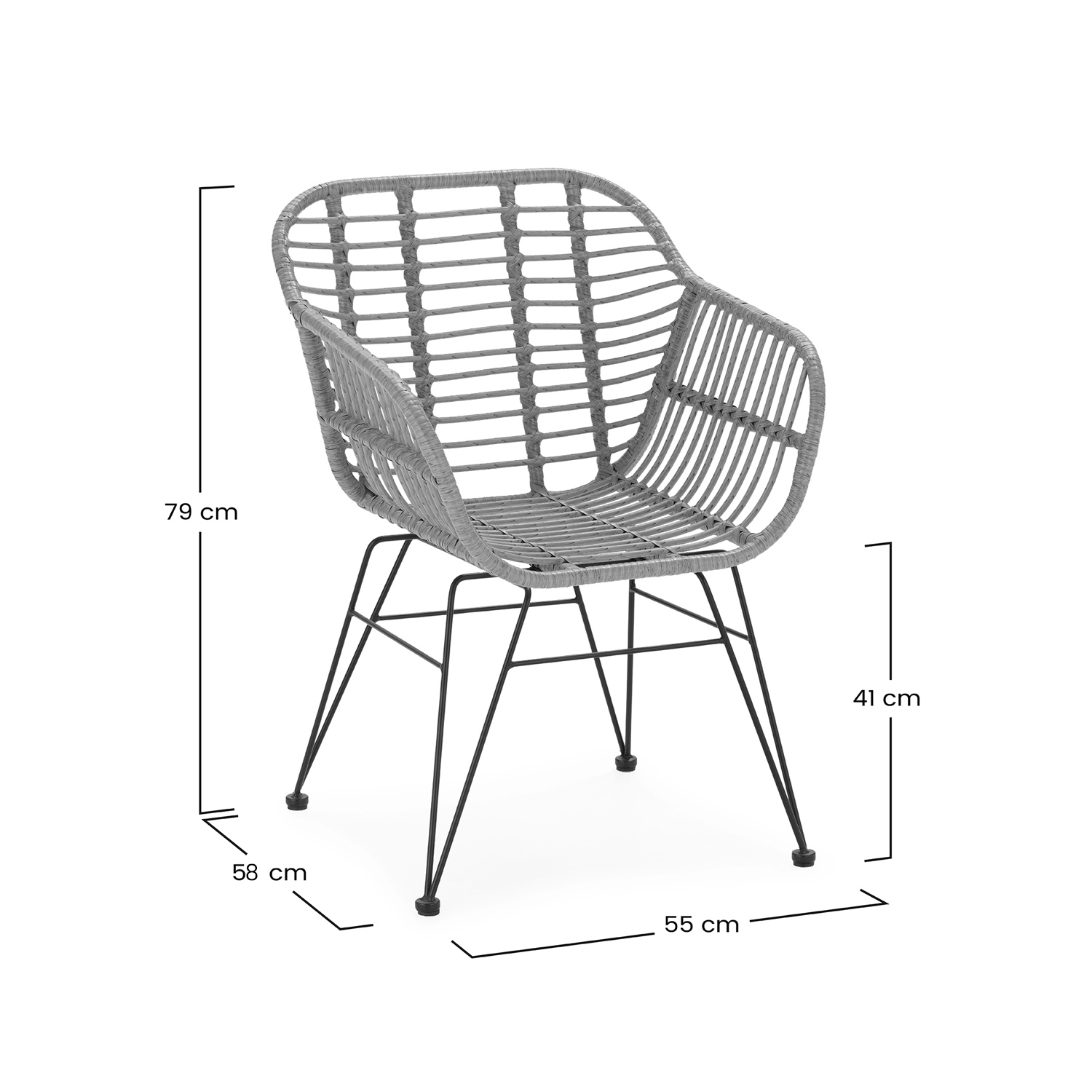Silla Ratán Sintetico Ely Dimensiones Top Mueble