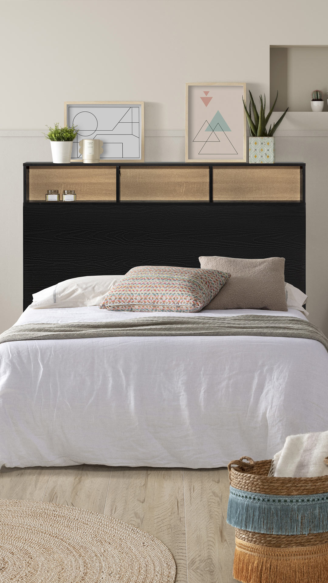Cabecero con almacenaje negro Prada | Top Mueble