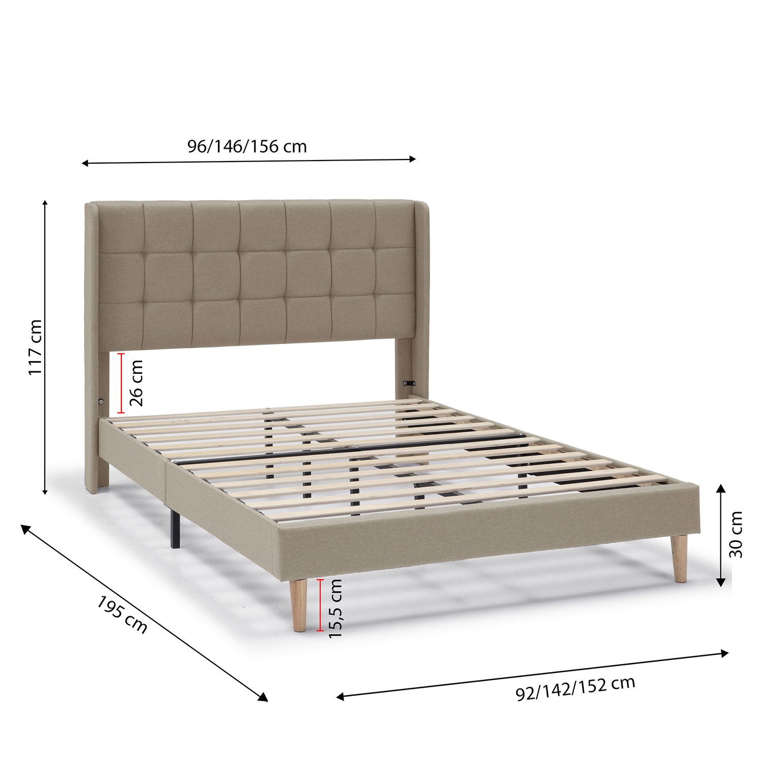 Cama tapizada Eloise Dimensiones | Top Mueble