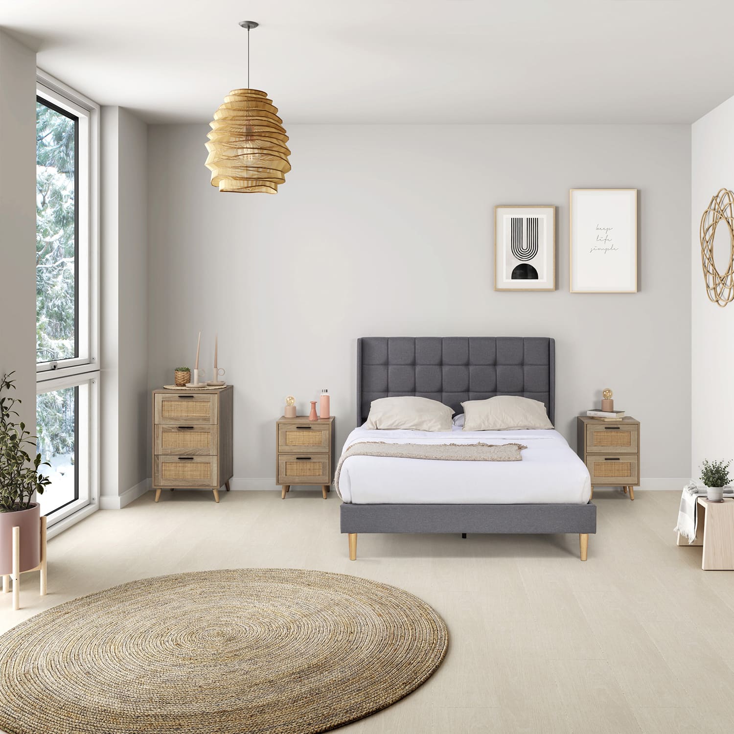Cama Tapizada Nevado Ambiente | Top Mueble