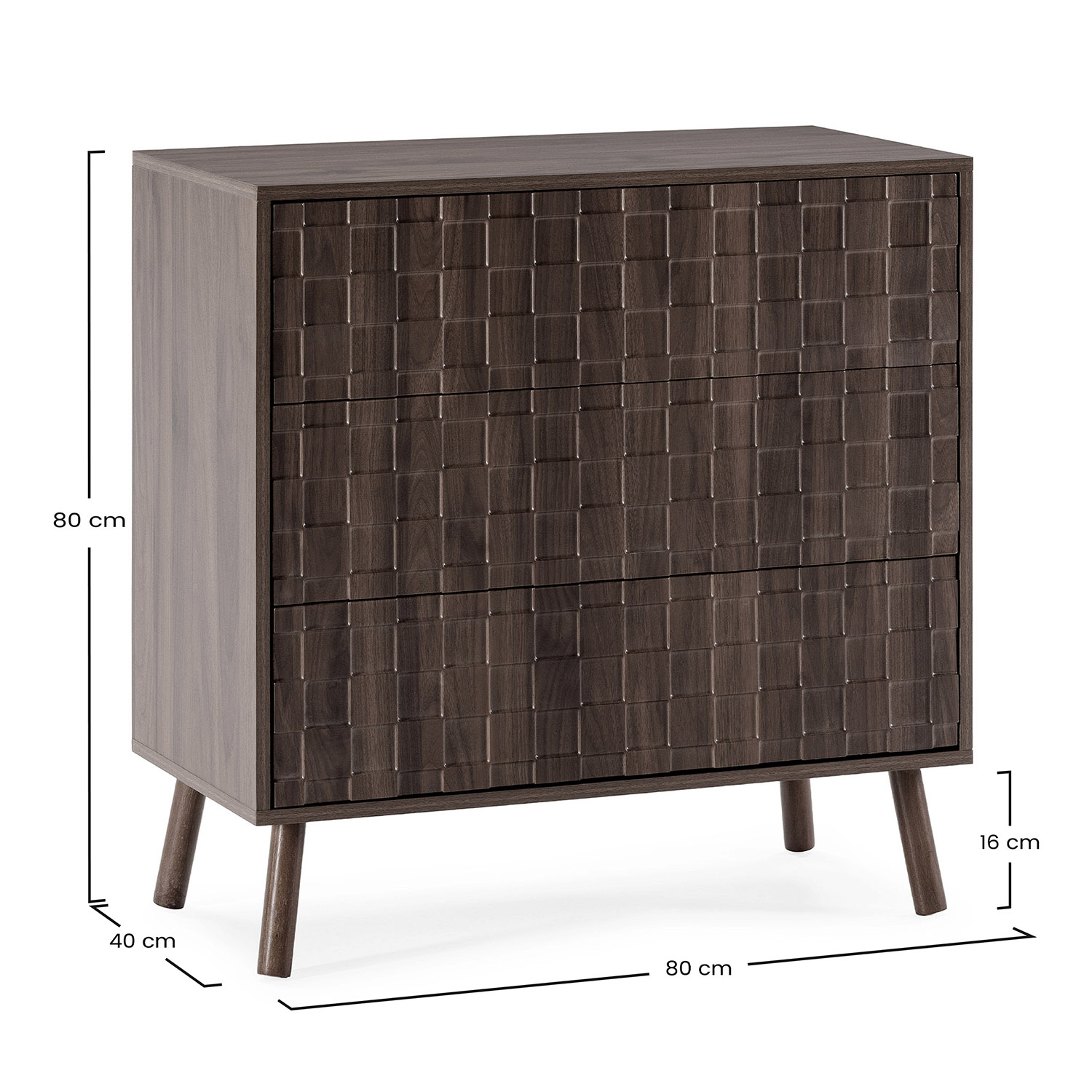 Comoda 80 cm ancho Nogal Elizabeth Dimensiones | Top Mueble