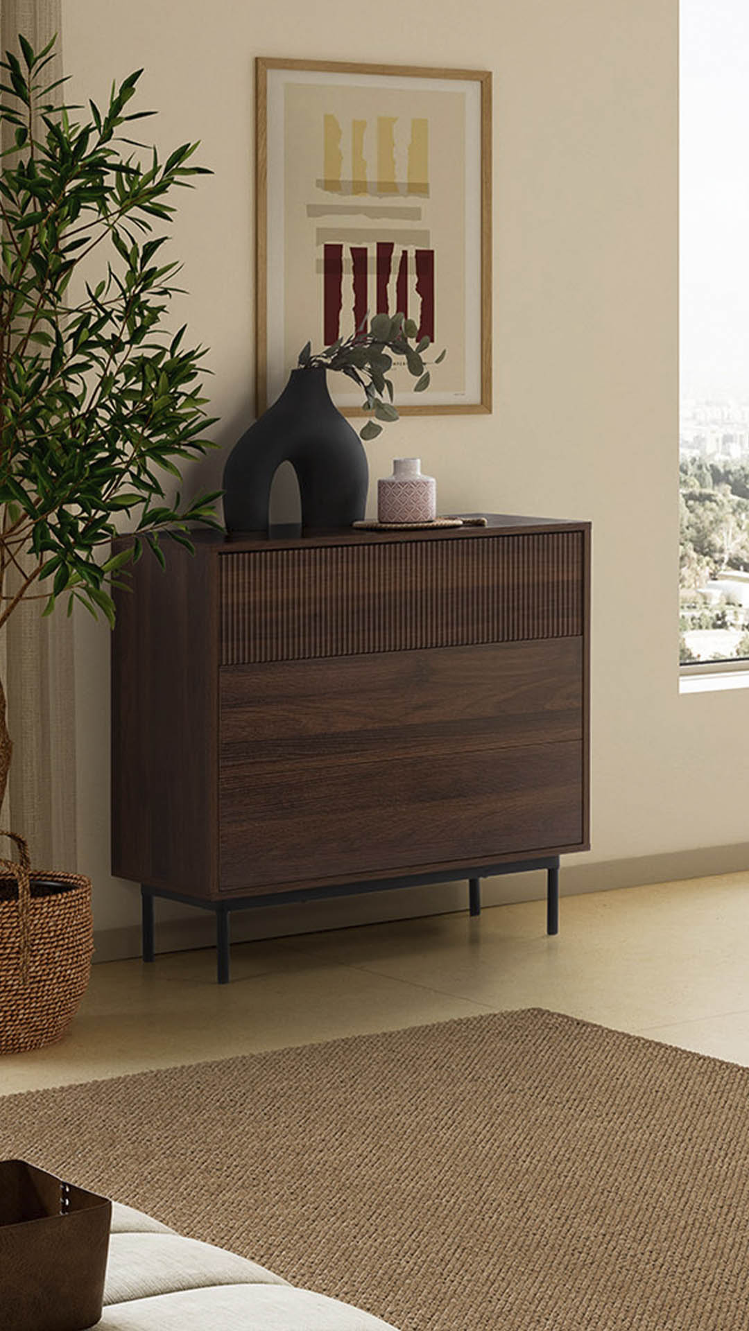 Comoda 80 cm ancho Nogal Eleanor Ambiente | Top Mueble
