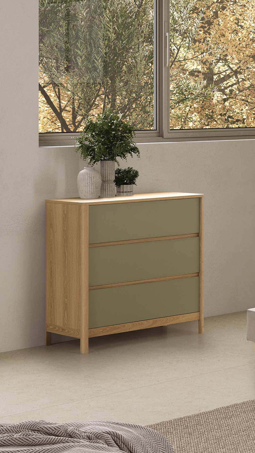 Cómoda Dormitorio Roble Verde Nassaua Ambiente | Top Mueble