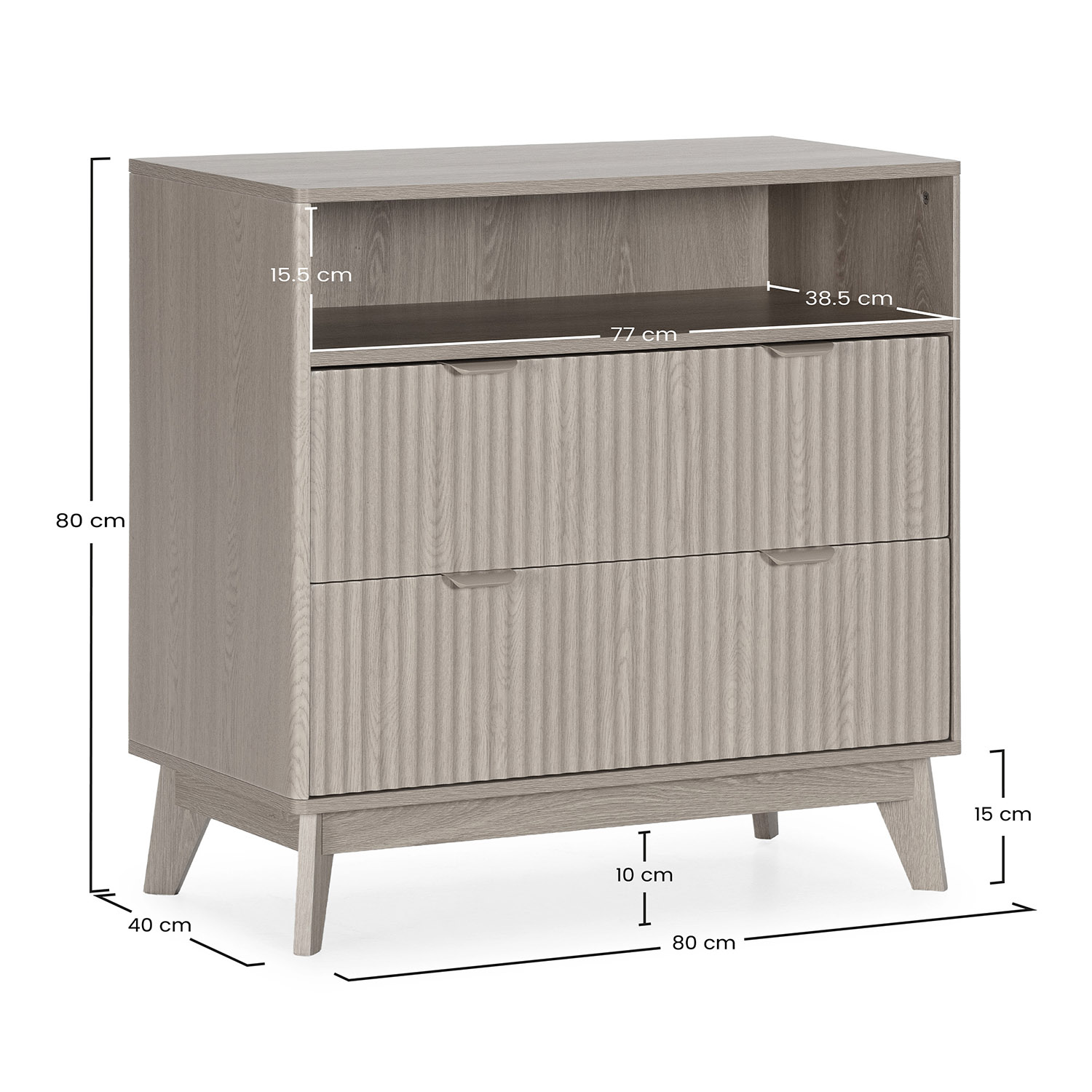 Comoda Roble 2 Cajones Himma Dimensiones | Top Mueble