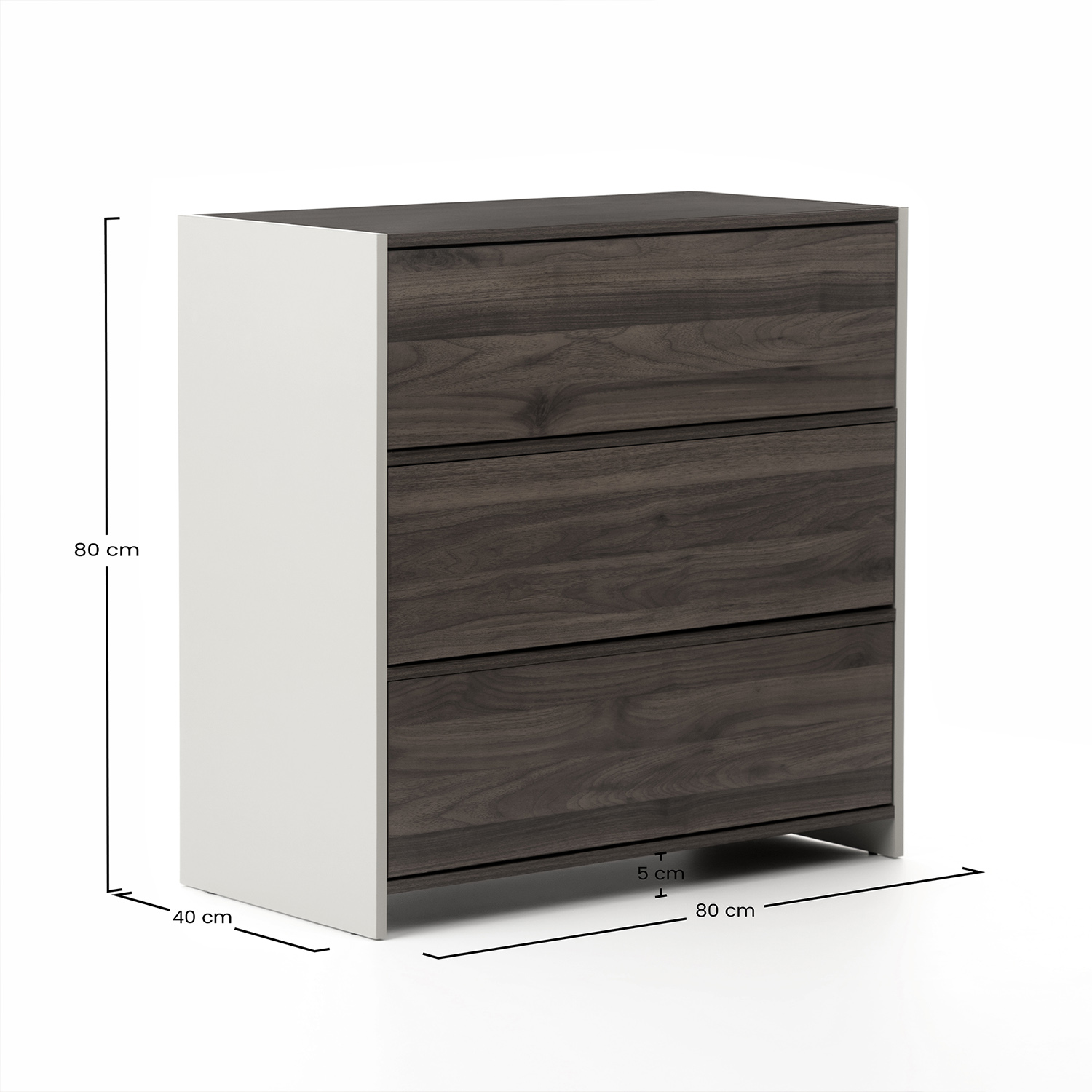Cómoda 80 cm ancho Nogal Crema Sannah Dimensiones | Top Mueble