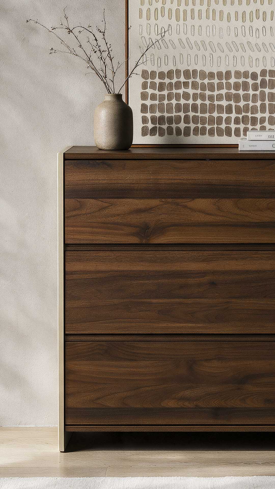 Cómoda 80 cm ancho Nogal Crema Sannah Ambiente | Top Mueble