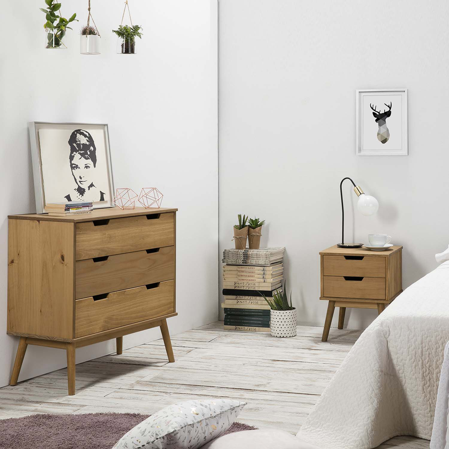Mesita de Noche 2 Cajones Lisboa Ambiente | Top Mueble