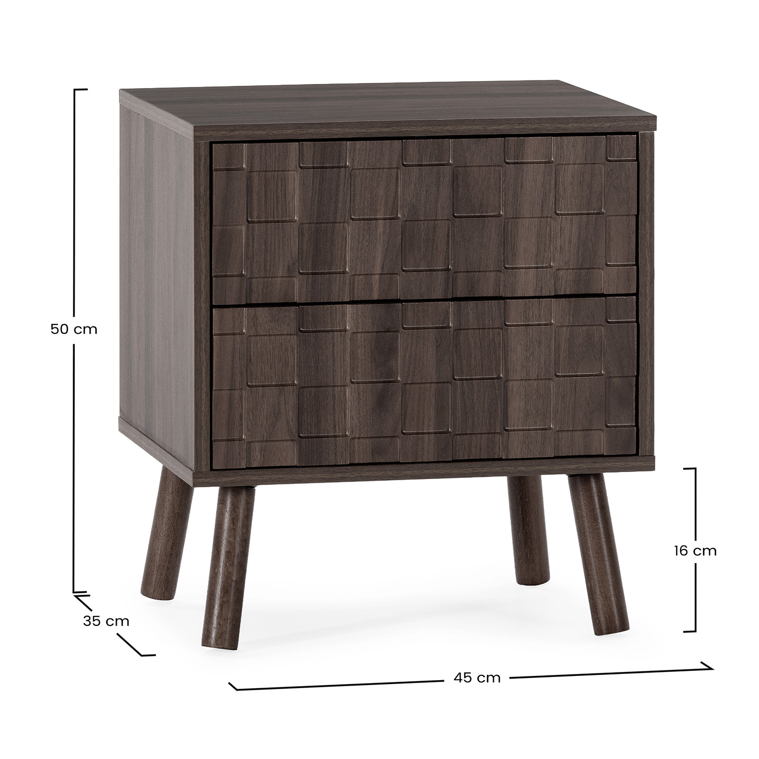 Mesita de Noche Nogal Elizabeth Dimensiones | Top Mueble