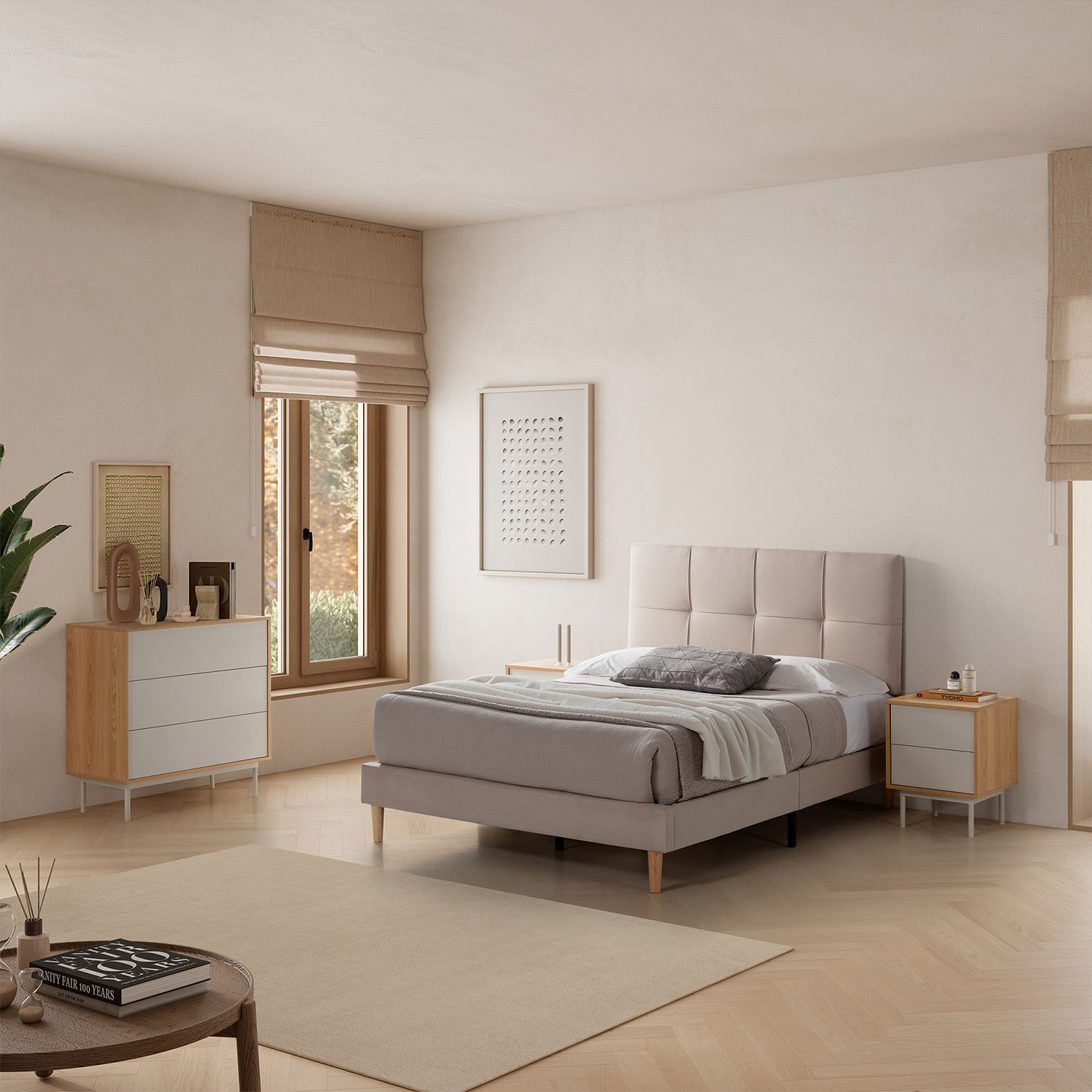 Mesita de noche 40 cm Roble Gris Kamila Ambiente | Top Mueble