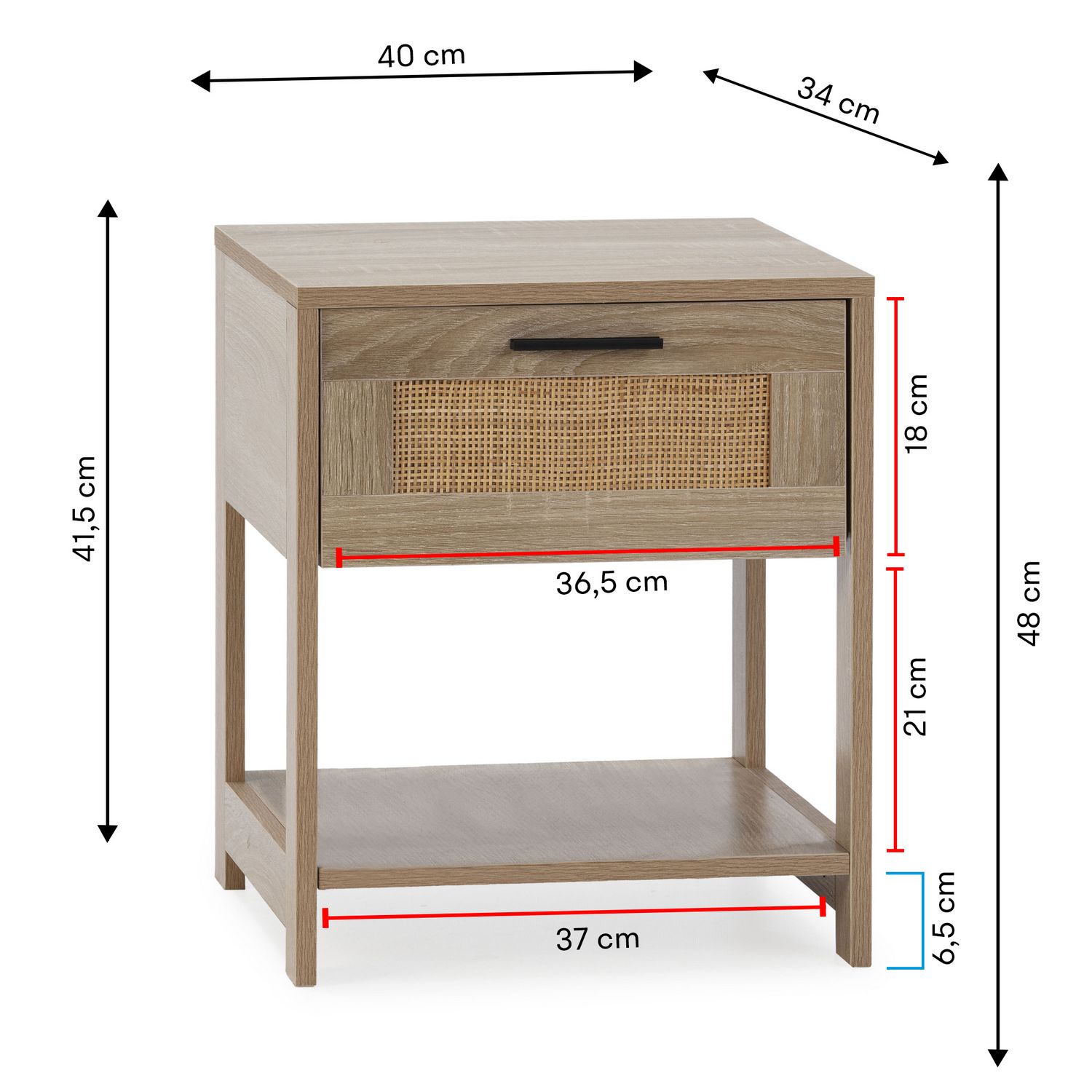 Mesita de Noche 1 cajon Darla Medidas | Top Mueble