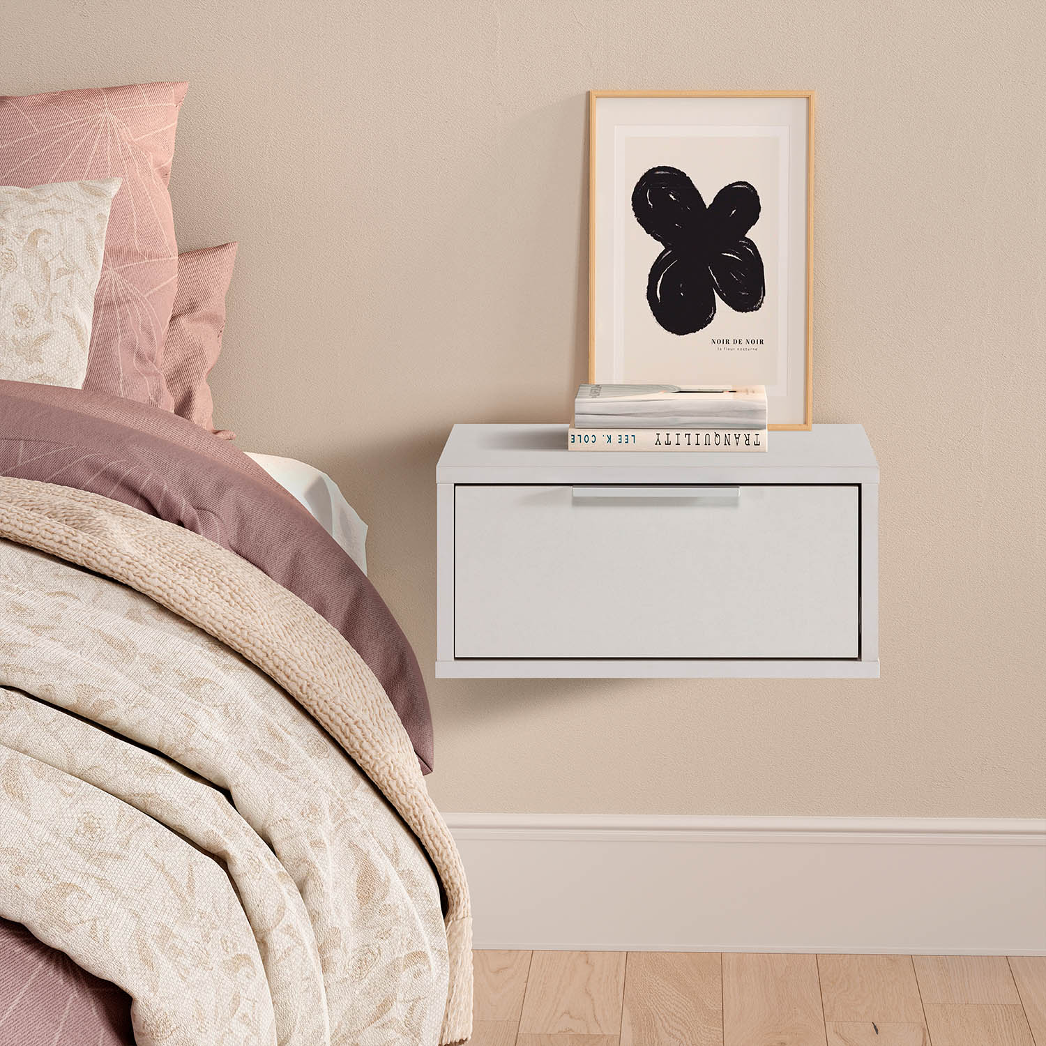 Mesita de Noche Flotante Blanco Auran Ambiente | Top Mueble