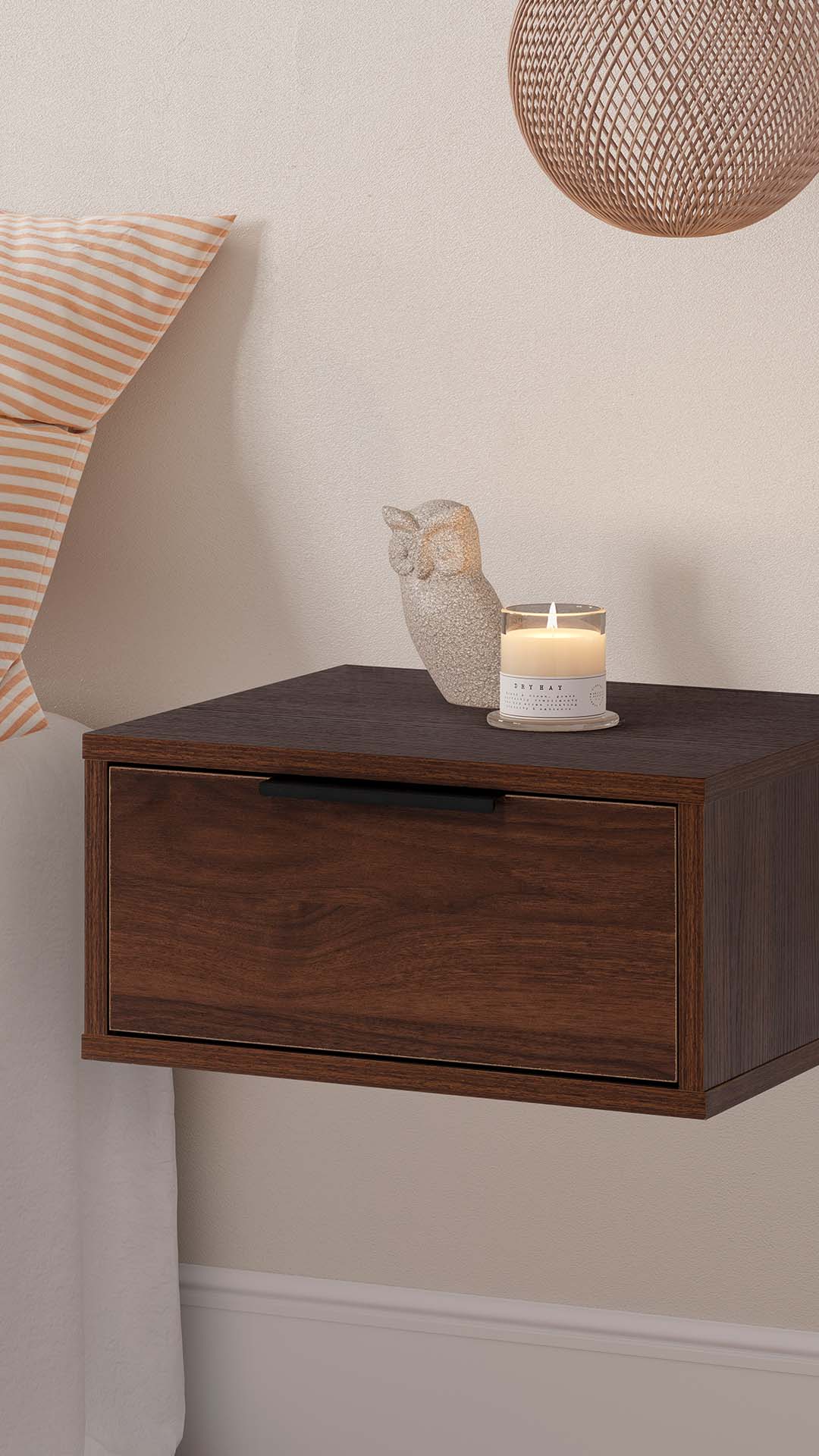 Mesita de Noche Flotante Nogal Auran Ambiente | Top Mueble