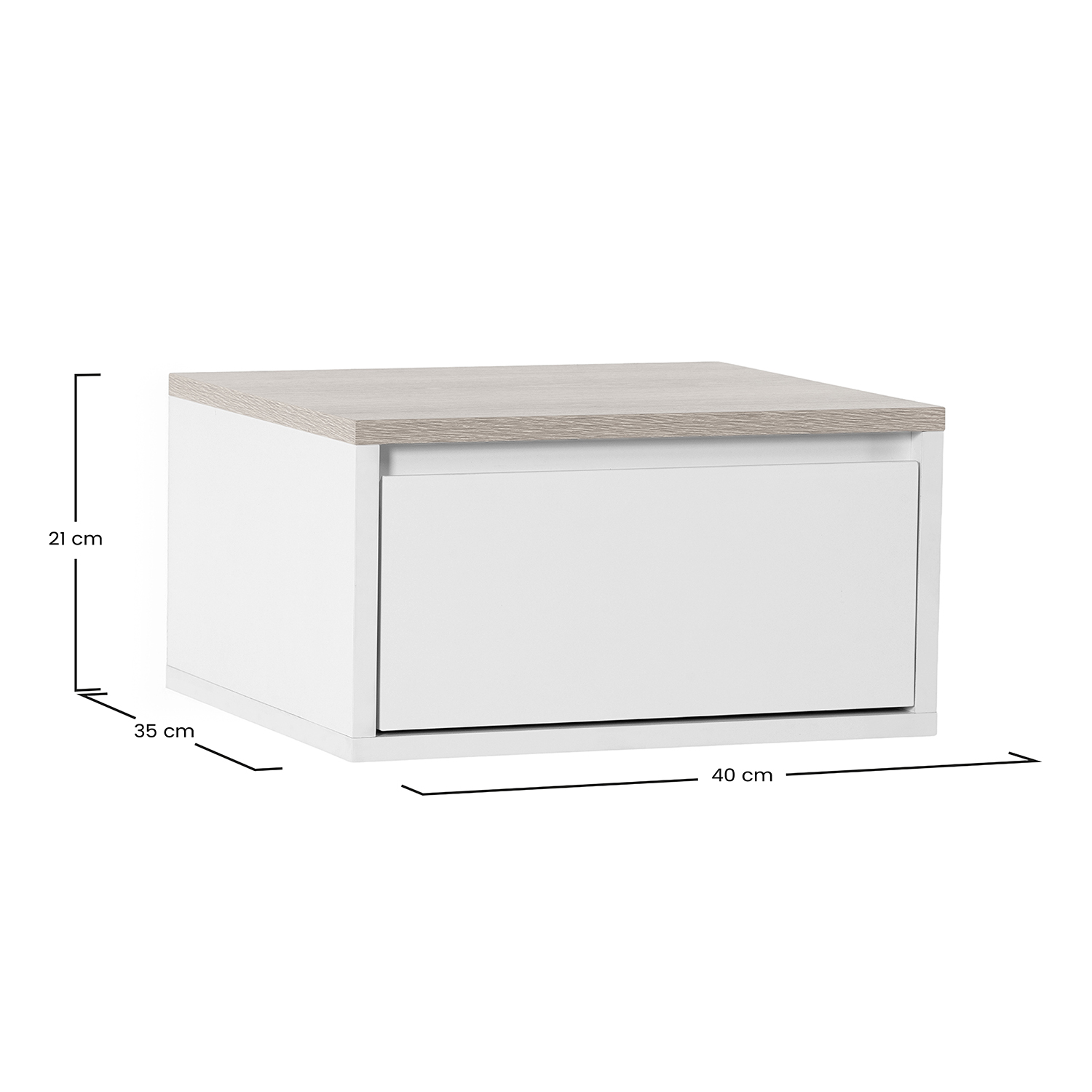 Mesita de Noche Flotante Roble Tora Dimensiones | Top Mueble