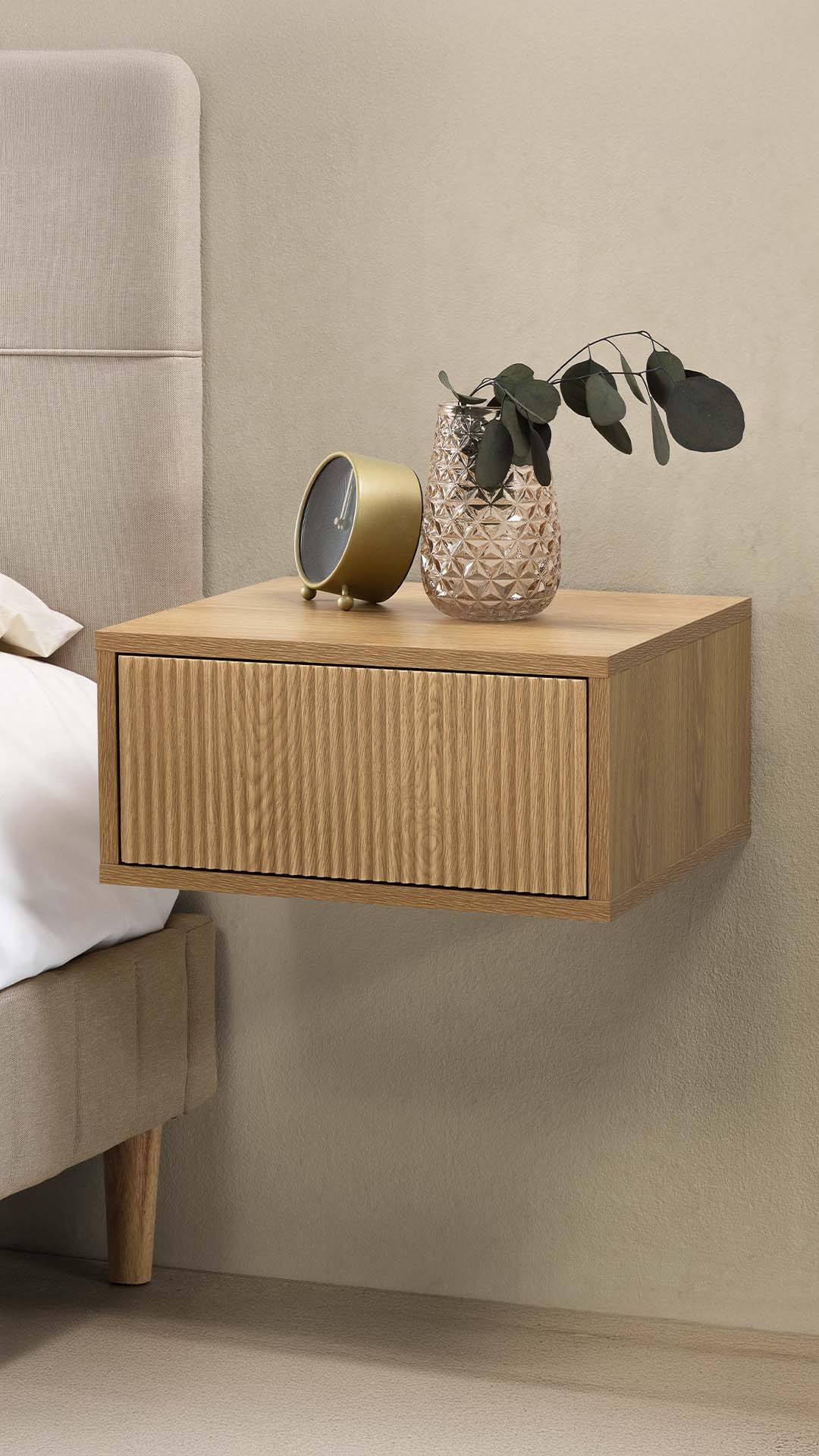 Mesita de Noche Flotante Roble Eleanor Ambiente | Top Mueble