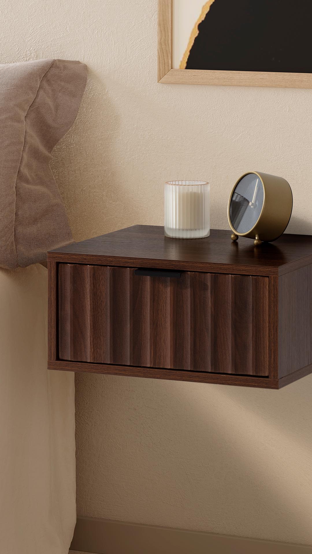 Mesita de Noche Flotante Nogal Layla Ambiente | Top Mueble