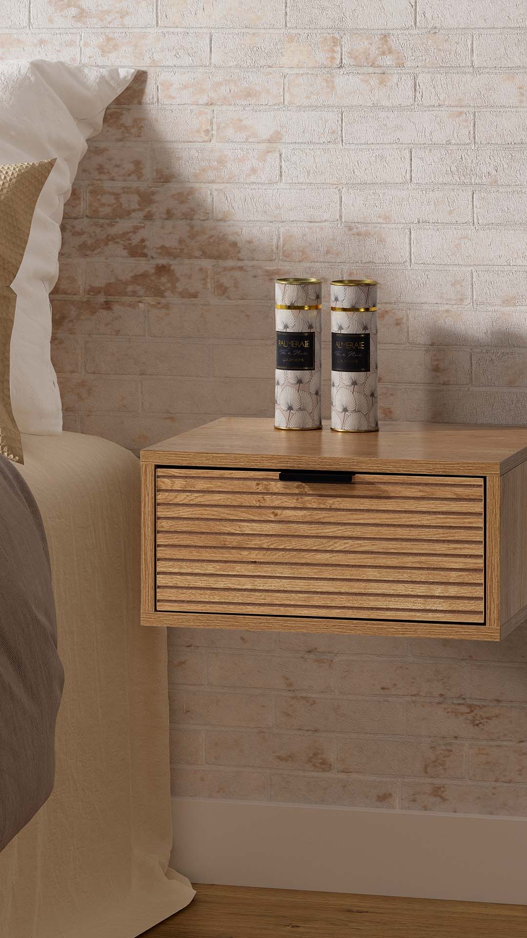 Mesita de Noche Flotante Roble Rachele Ambiente | Top Mueble