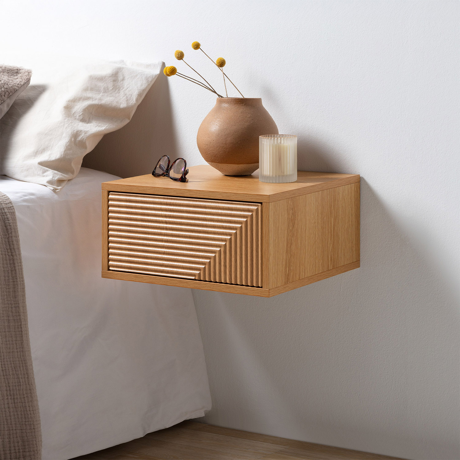 Mesita de Noche Flotante Roble Louise Ambiente | Top Mueble