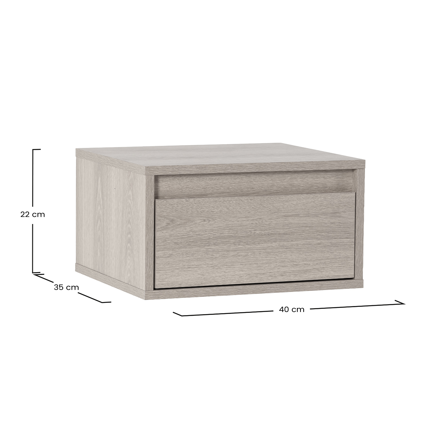 Mesita de Noche Flotante Roble Tora Dimensiones | Top Mueble