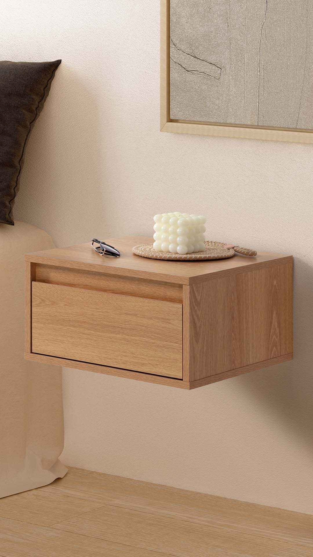 Mesita de Noche Flotante Roble Tora Ambiente | Top Mueble