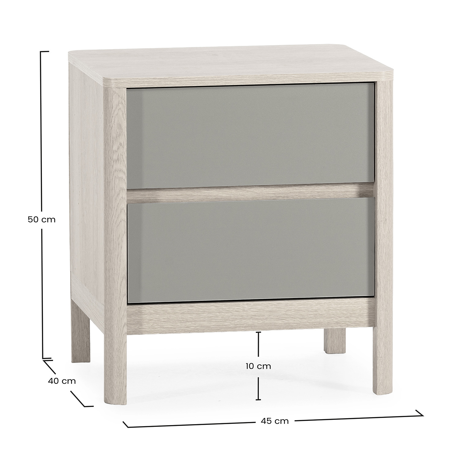 Mesita de Noche 45 cm Nassaua Dimensiones | Top Mueble