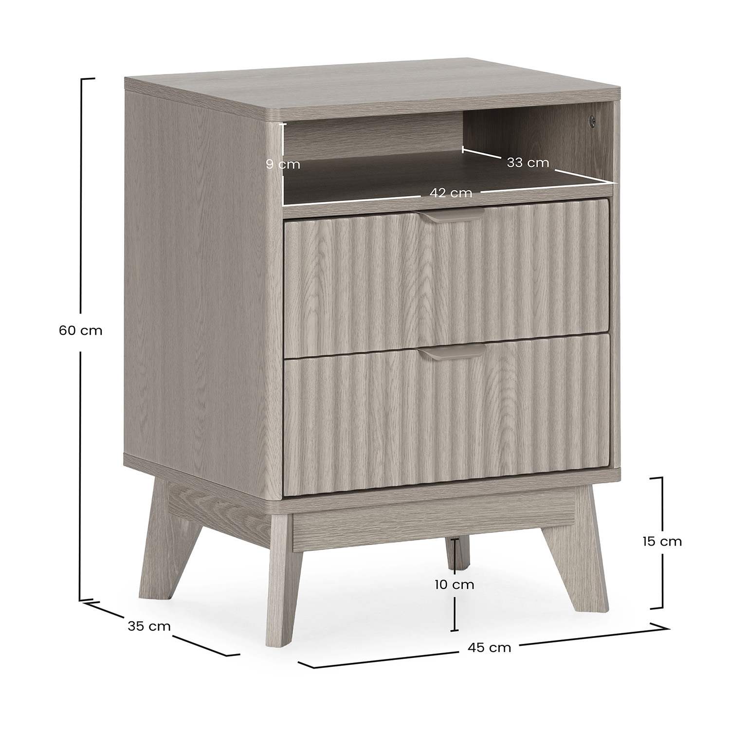 Mesita de Noche Roble Rachele Dimensiones | Top Mueble