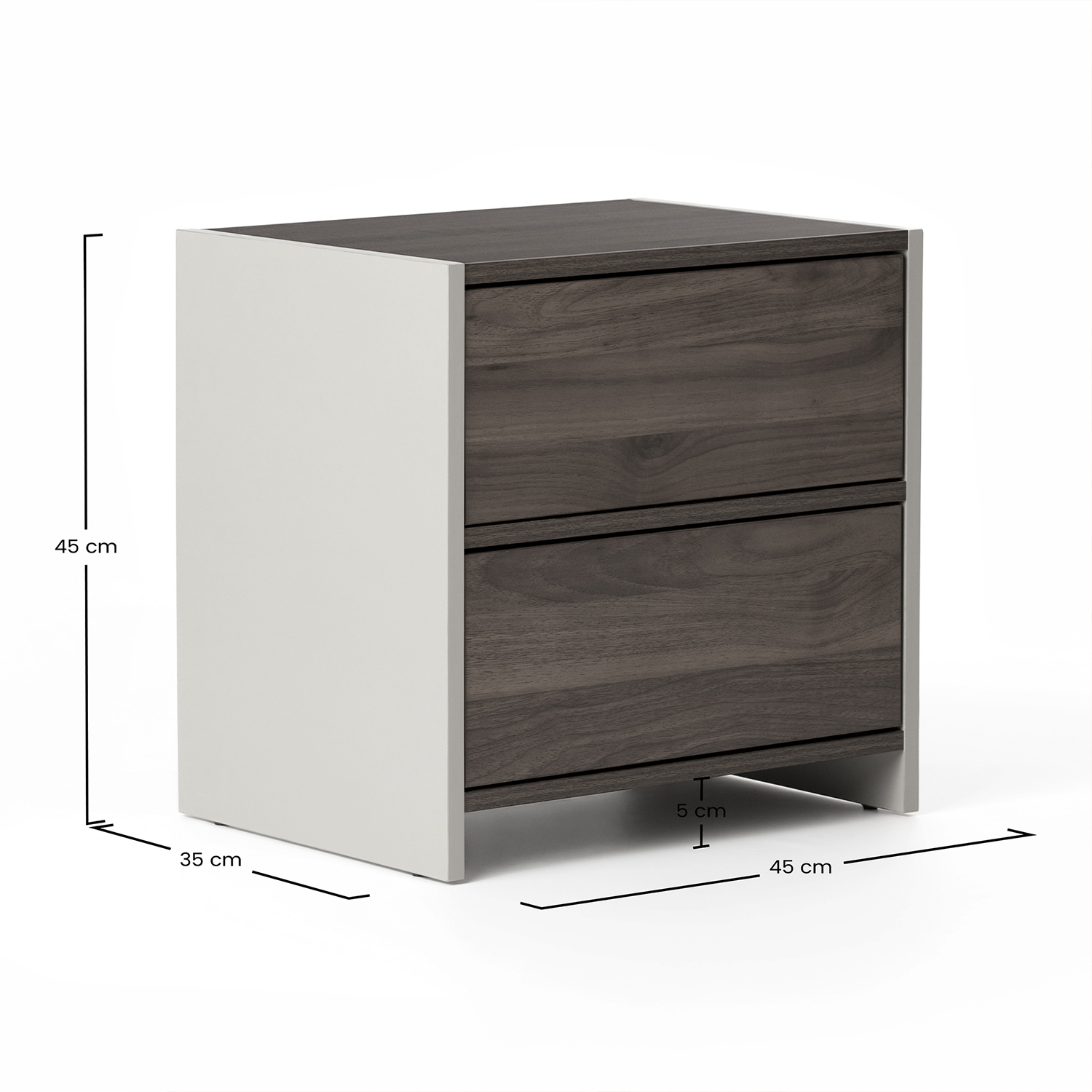 Mesita de Noche 45 cm Ancho Nogal Crema Sannah Dimensiones | Top Mueble