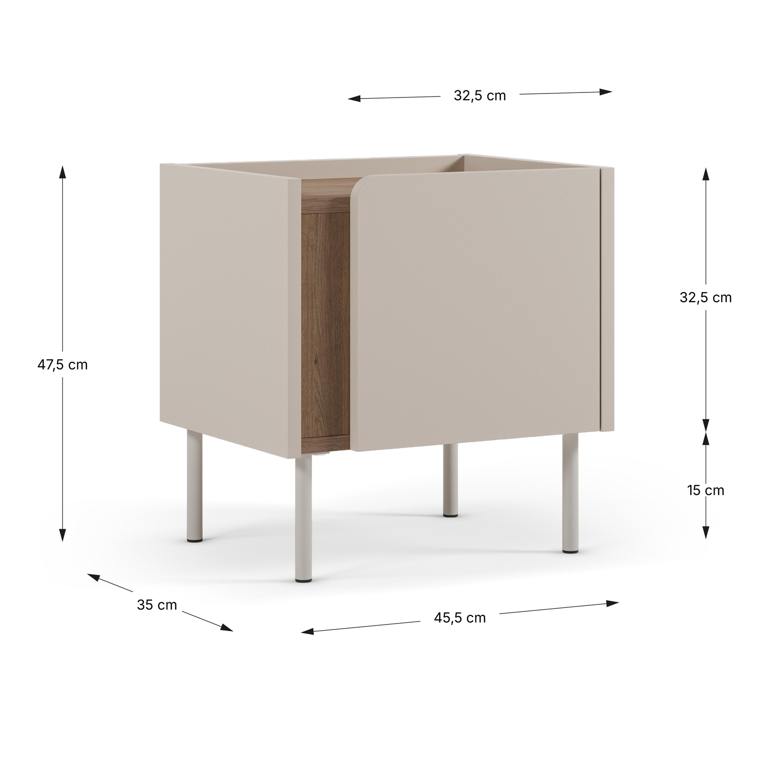 Mesita de noche crema Kirena Dimensiones | Top Mueble