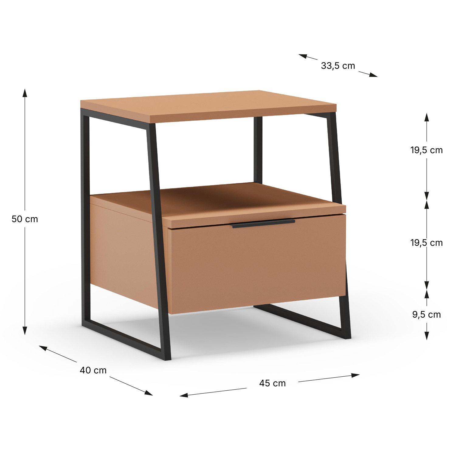 Mesita de noche Terracota Dimensiones | Top Mueble