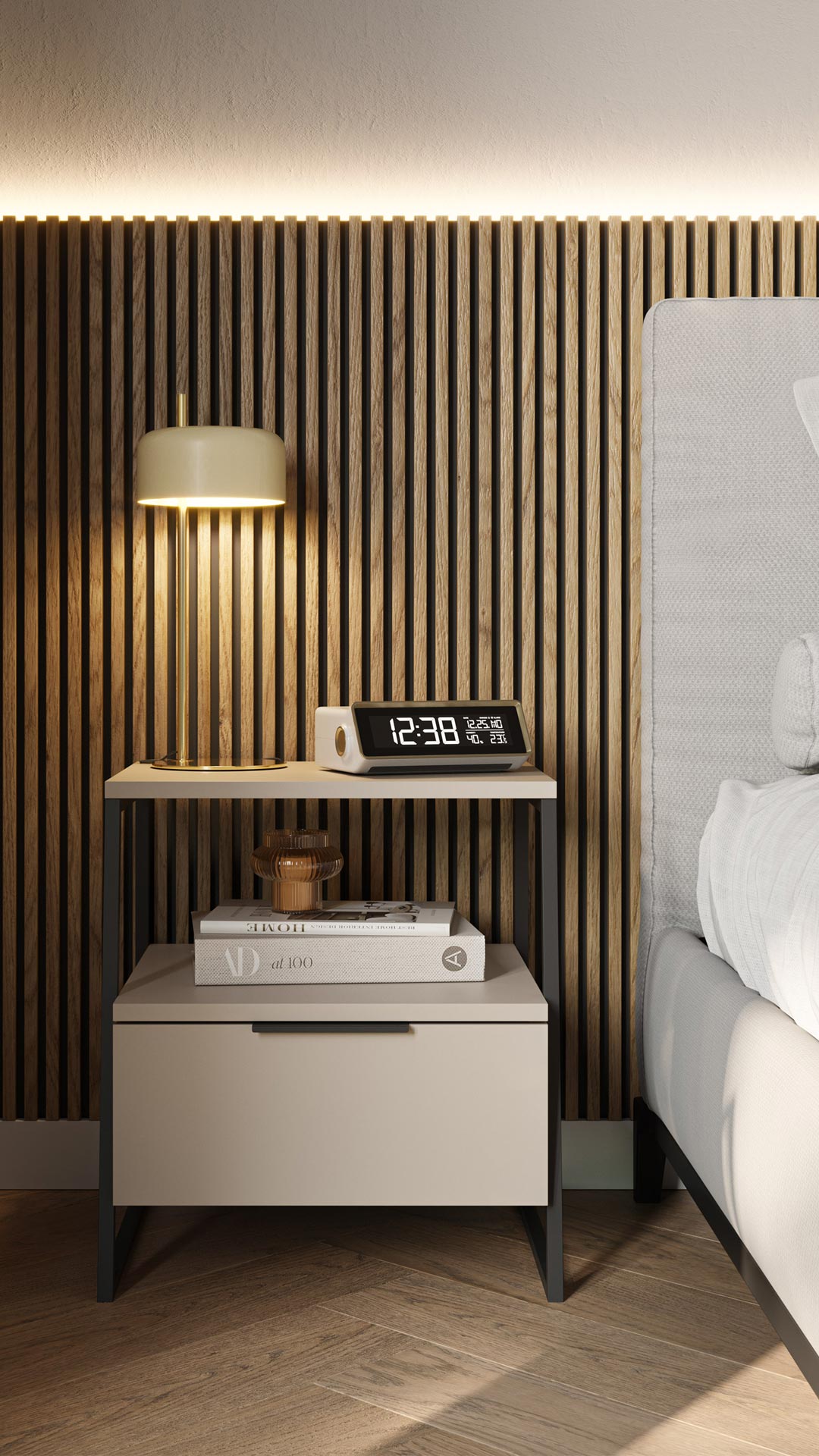 Mesita de Noche Crema Vexi | Top Mueble